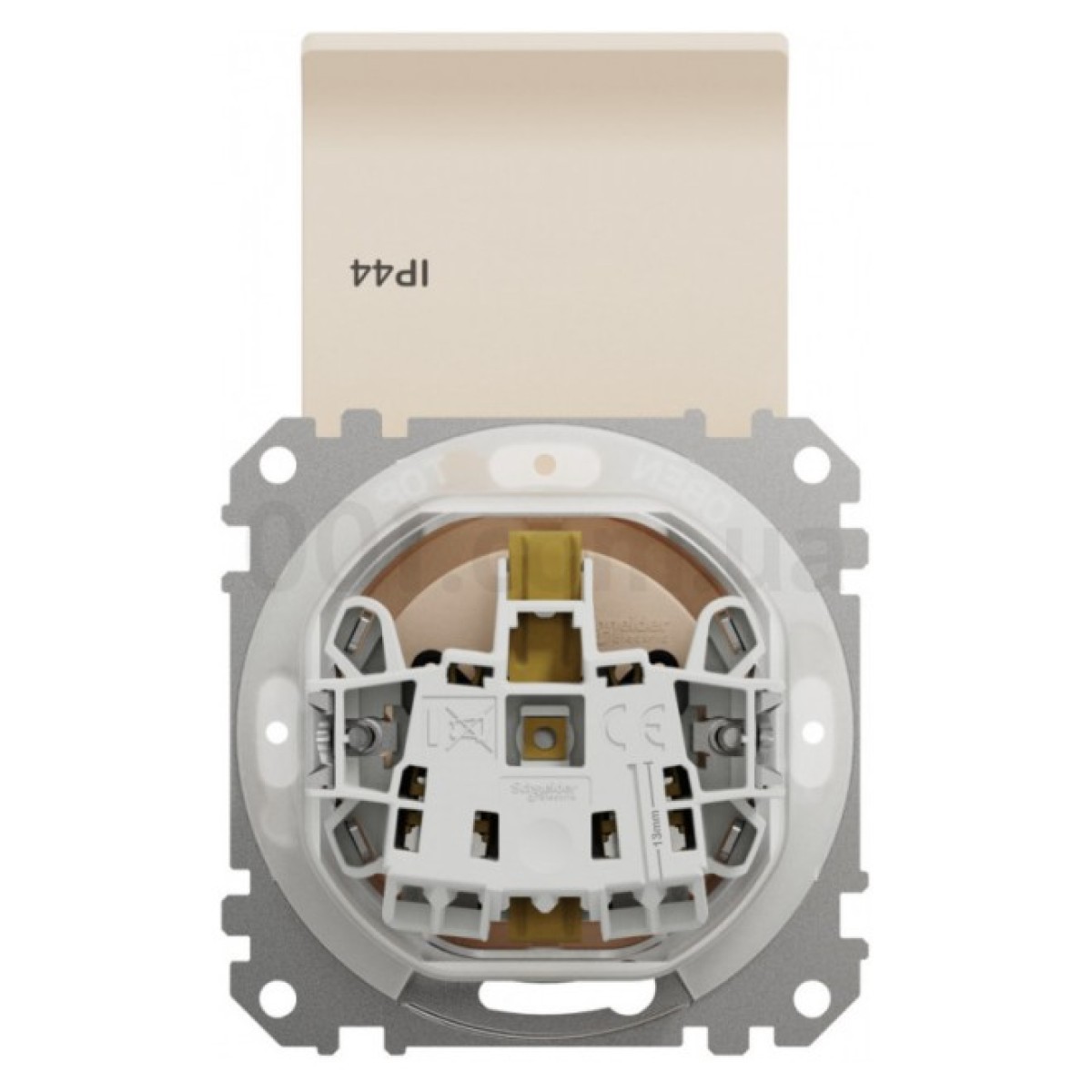 Розетка с з/к, шторками и крышкой IP44 Sedna Design бежевая, Schneider Electric 98_98.jpg - фото 3