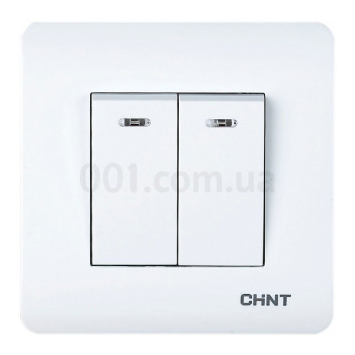 Выключатель 2-клавишный проходной с LED-подсветкой 10А 250В NEW3 белый, CHINT 256_256.jpg