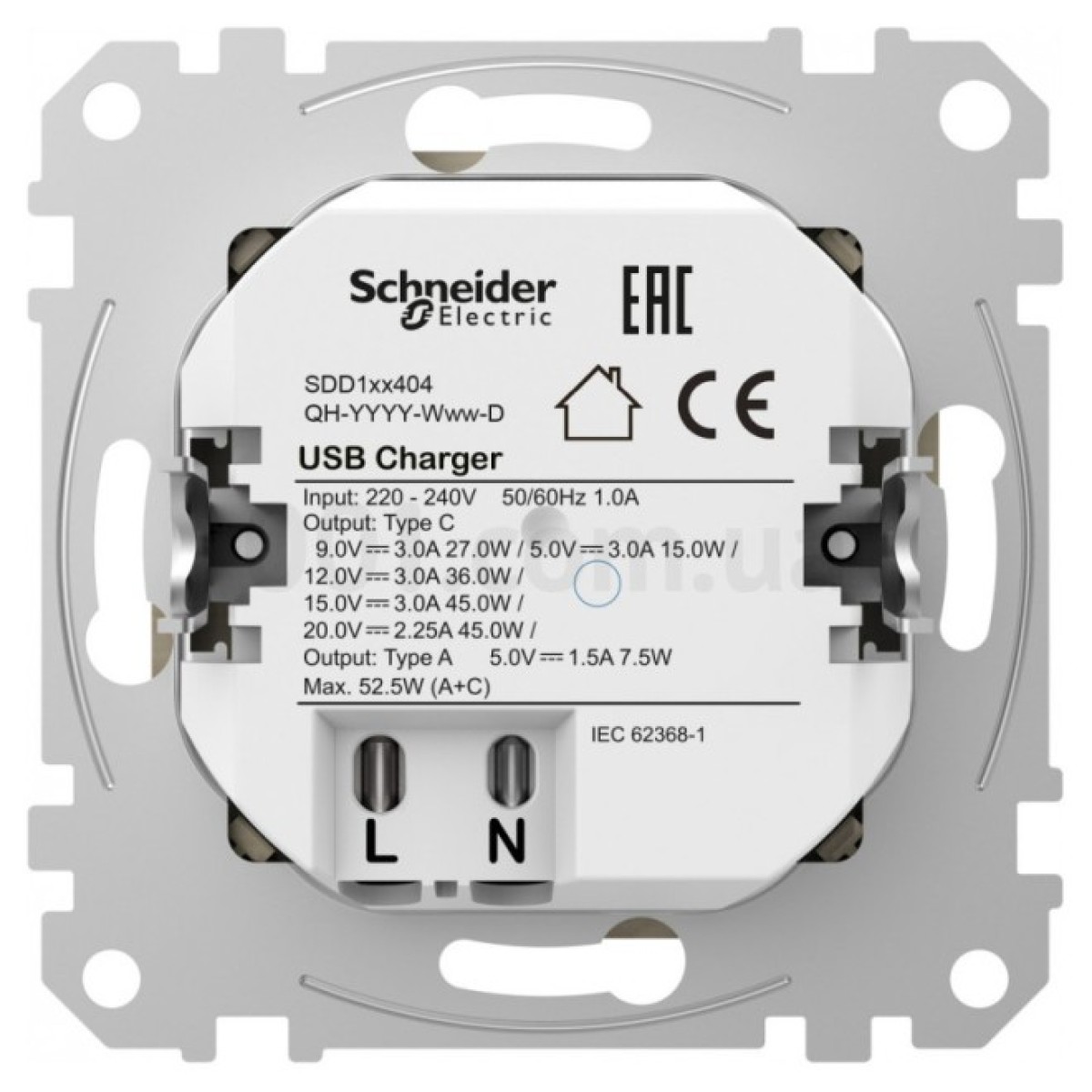 Розетка USB двойная (A+C) 3A Sedna Design белая, Schneider Electric 98_98.jpg - фото 3