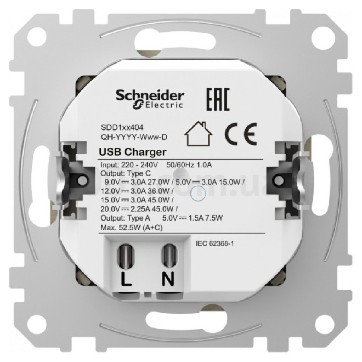 Розетка USB двойная (A+C) 3A Sedna Design черная, Schneider Electric 98_98.jpg - фото 6