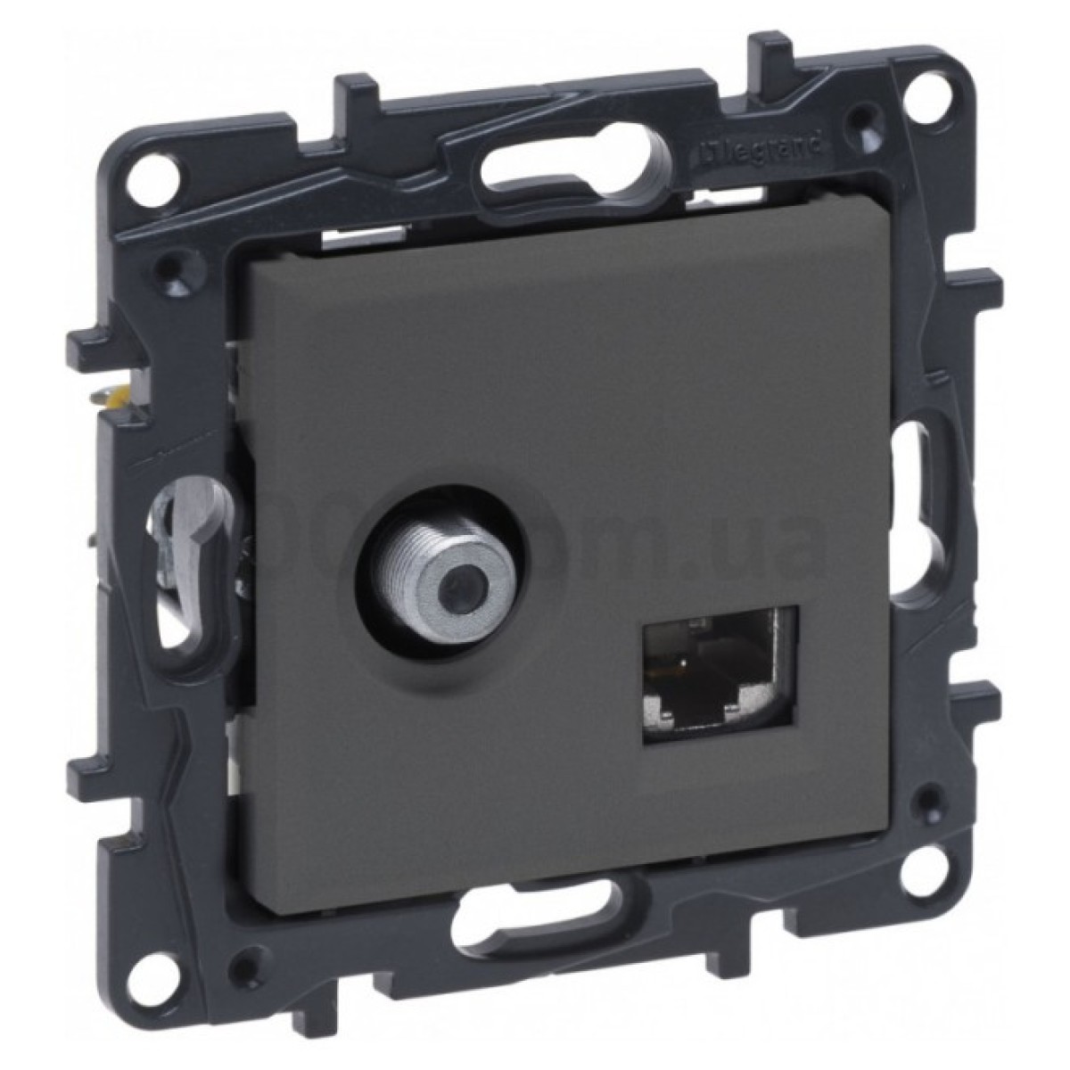 Розетка комбинированная TV тип F та RJ45 кат.6 UTP Niloe Step сталь, Legrand 256_256.jpg
