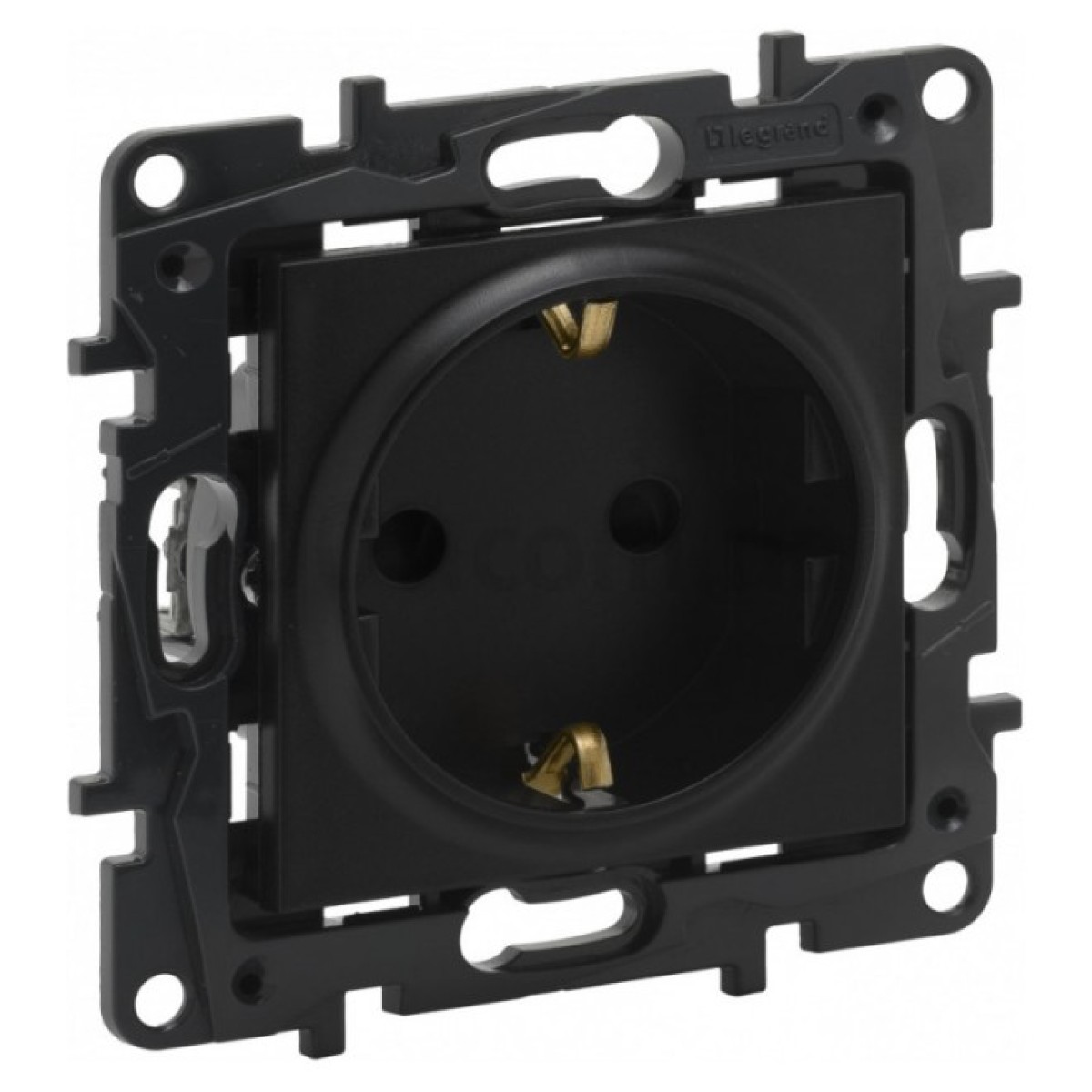 Розетка с з/к и шторками 16А автоматические клеммы Niloe Step черная, Legrand 256_256.jpg