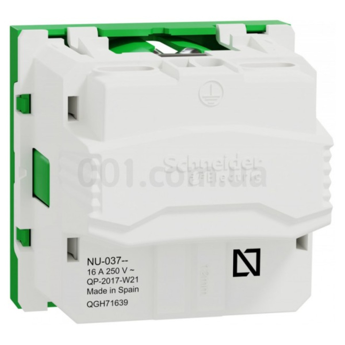 Розетка с з/к и шторками 16А (винтовые зажимы) Unica New зеленая, Schneider Electric 98_98.jpg - фото 2