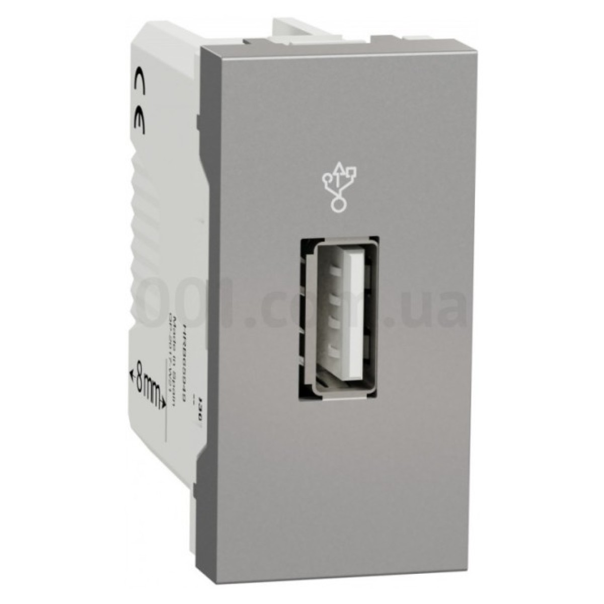 Розетка USB 3.0 одинарная тип A (1 модуль) Unica New алюминий, Schneider Electric 256_256.jpg