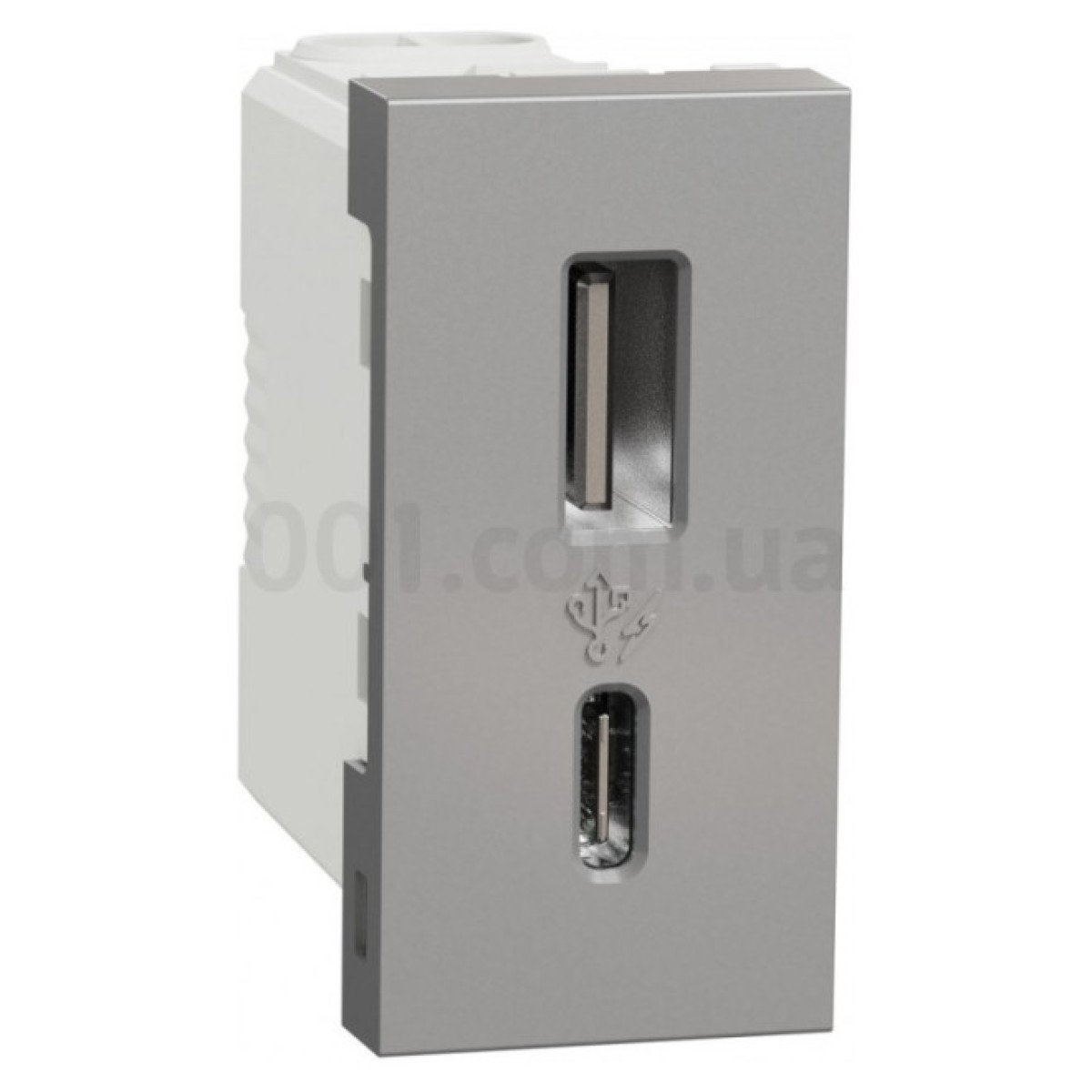 Розетка USB 2.4А (12Вт) тип A+C (1 модуль) Unica New алюминий, Schneider Electric 256_256.jpg