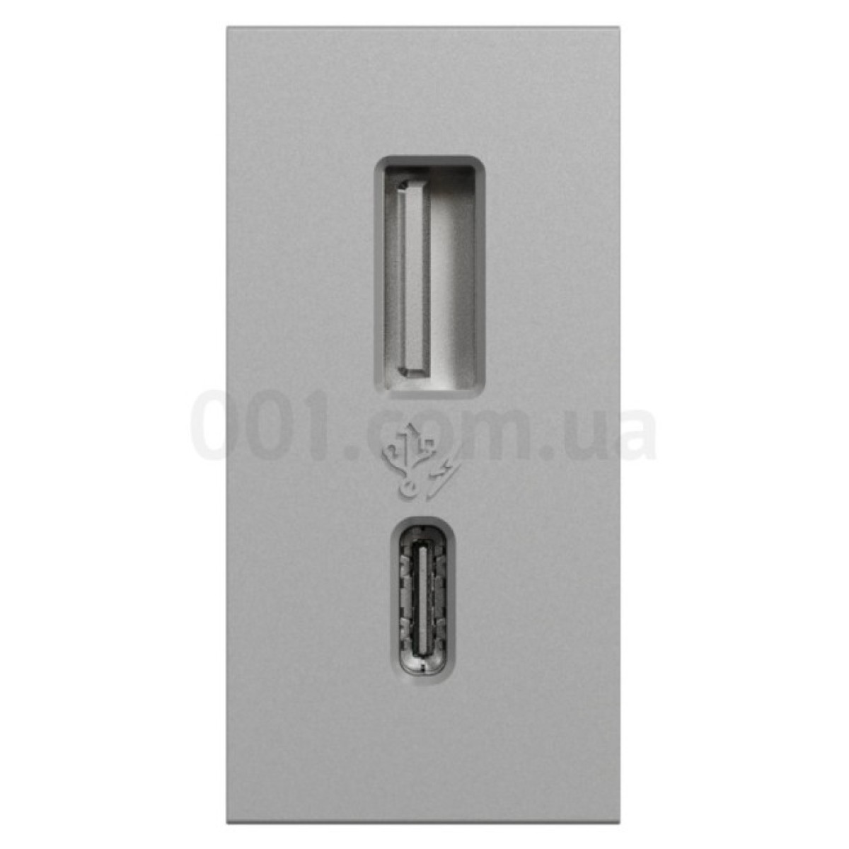 Розетка USB 2.4А (12Вт) тип A+C (1 модуль) Unica New алюминий, Schneider Electric 98_98.jpg - фото 4