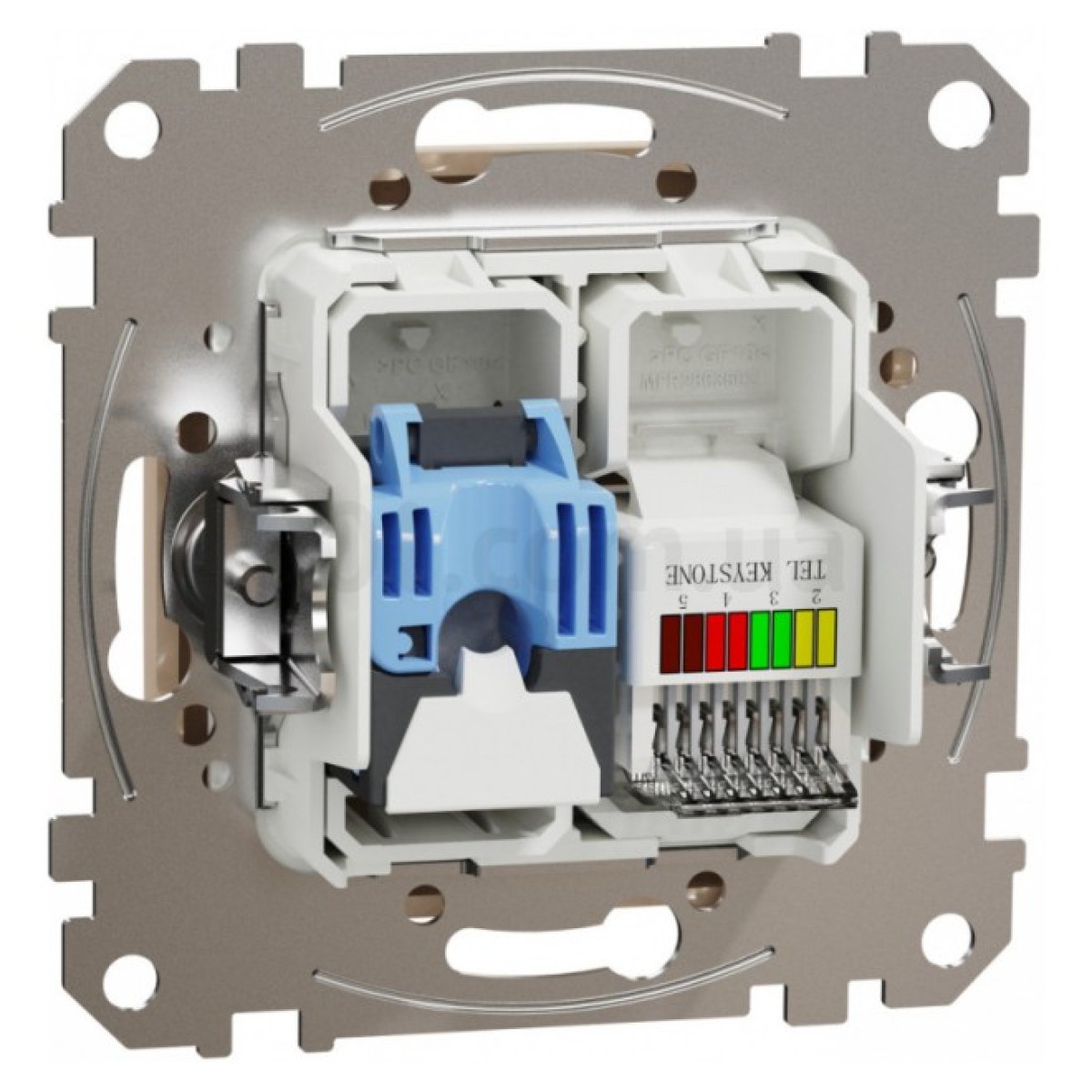 Розетка телефонная RJ11 + компьютерная RJ45 кат.6 UTP Sedna Design & Elements бежевая, Schneider Electric 98_98.jpg - фото 3