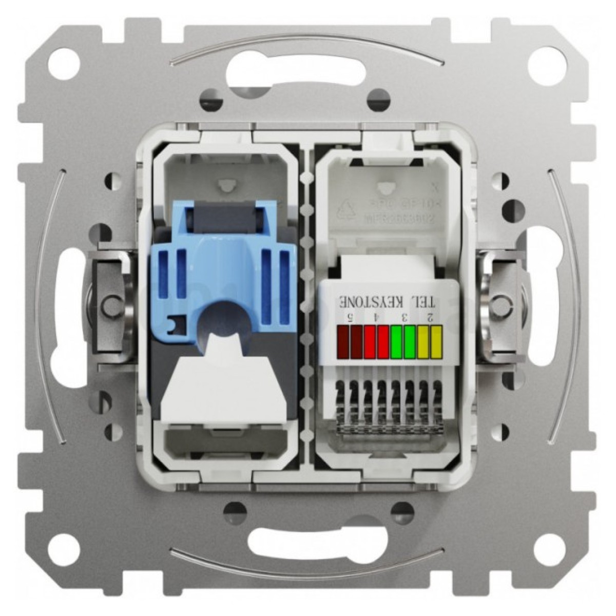 Розетка телефонная RJ11 + компьютерная RJ45 кат.6 UTP Sedna Design & Elements алюминий, Schneider Electric 98_98.jpg - фото 3