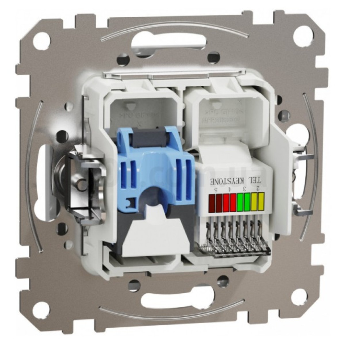 Розетка телефонная RJ11 + компьютерная RJ45 кат.6 UTP Sedna Design & Elements алюминий, Schneider Electric 98_98.jpg - фото 4