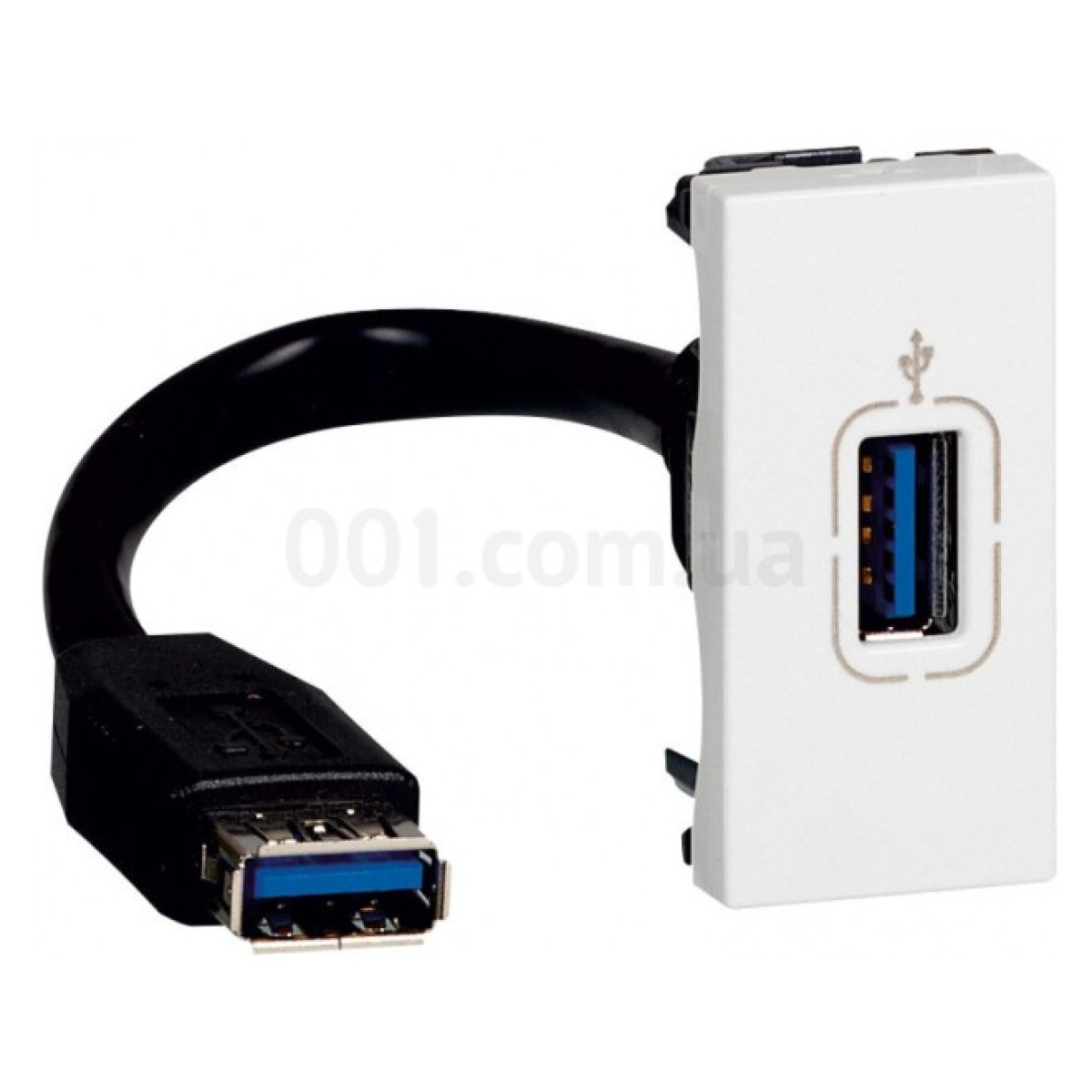 Розетка USB 2.0 с шнуром 15см 1 модуль Mosaic белая, Legrand 256_256.jpg