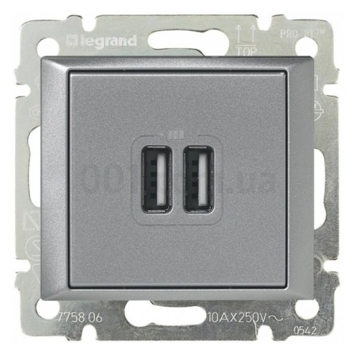 Розетка USB 2-местная Valena алюминий, Legrand 256_256.jpg