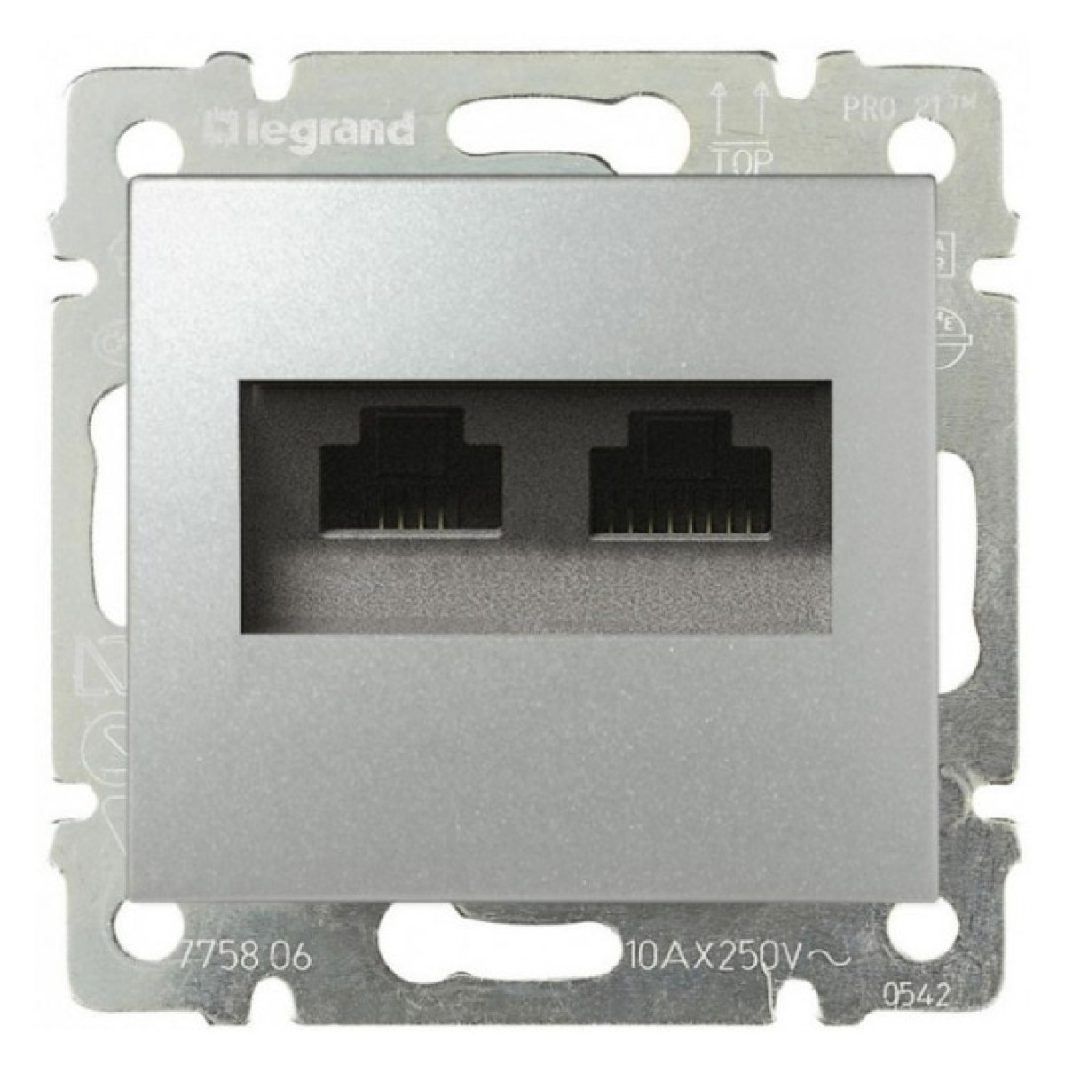 Розетка RJ45 UTP кат.5е 2-местная Valena алюминий, Legrand 256_256.jpg