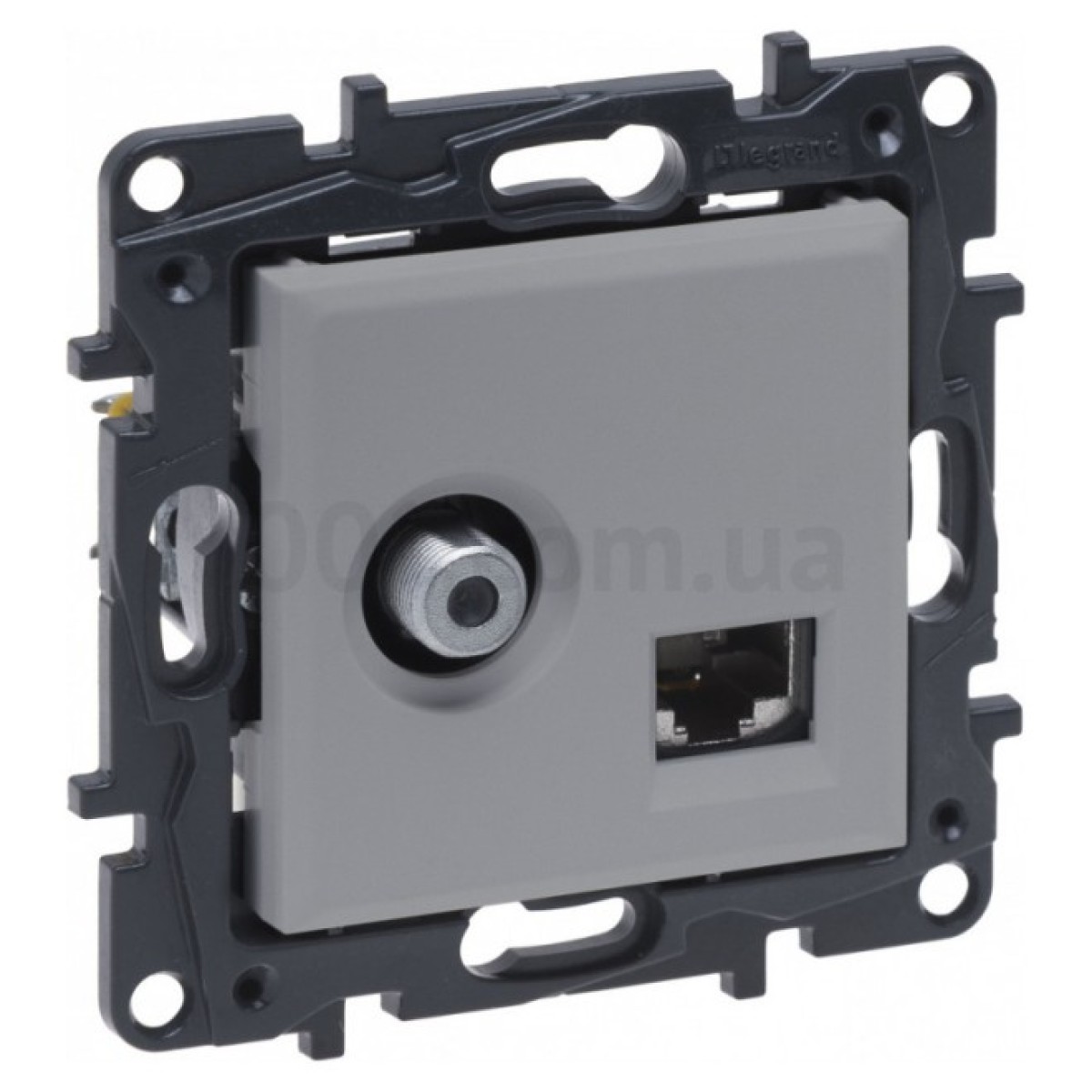 Розетка комбинированная TV тип F та RJ45 кат.6 UTP Niloe Step алюминий, Legrand 256_256.jpg