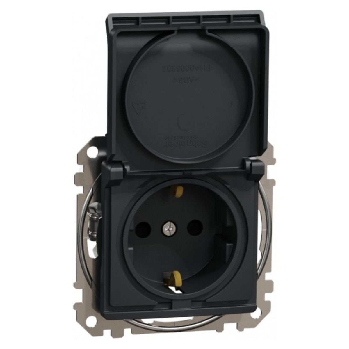 Розетка с з/к, шторками и крышкой Sedna Design черная, Schneider Electric 256_256.jpg