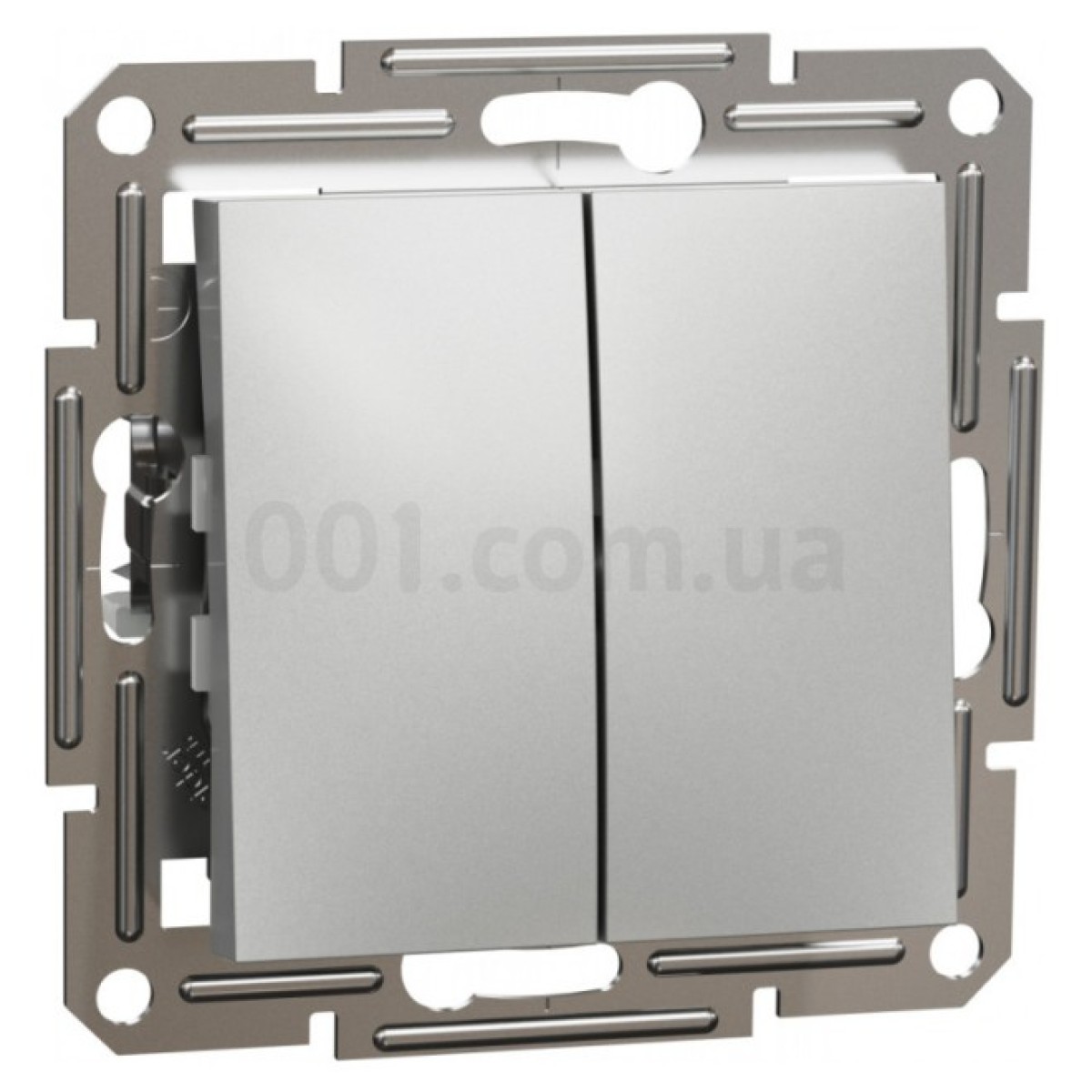 Выключатель двухклавишный (самозажимные клеммы) Asfora алюминий, Schneider Electric 256_256.jpg