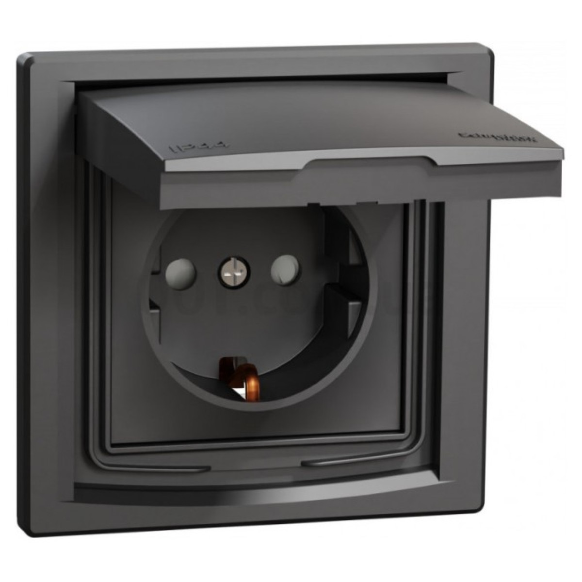 Розетка с з/к, защитными шторками и крышкой IP44 Asfora антрацит, Schneider Electric 256_256.jpg