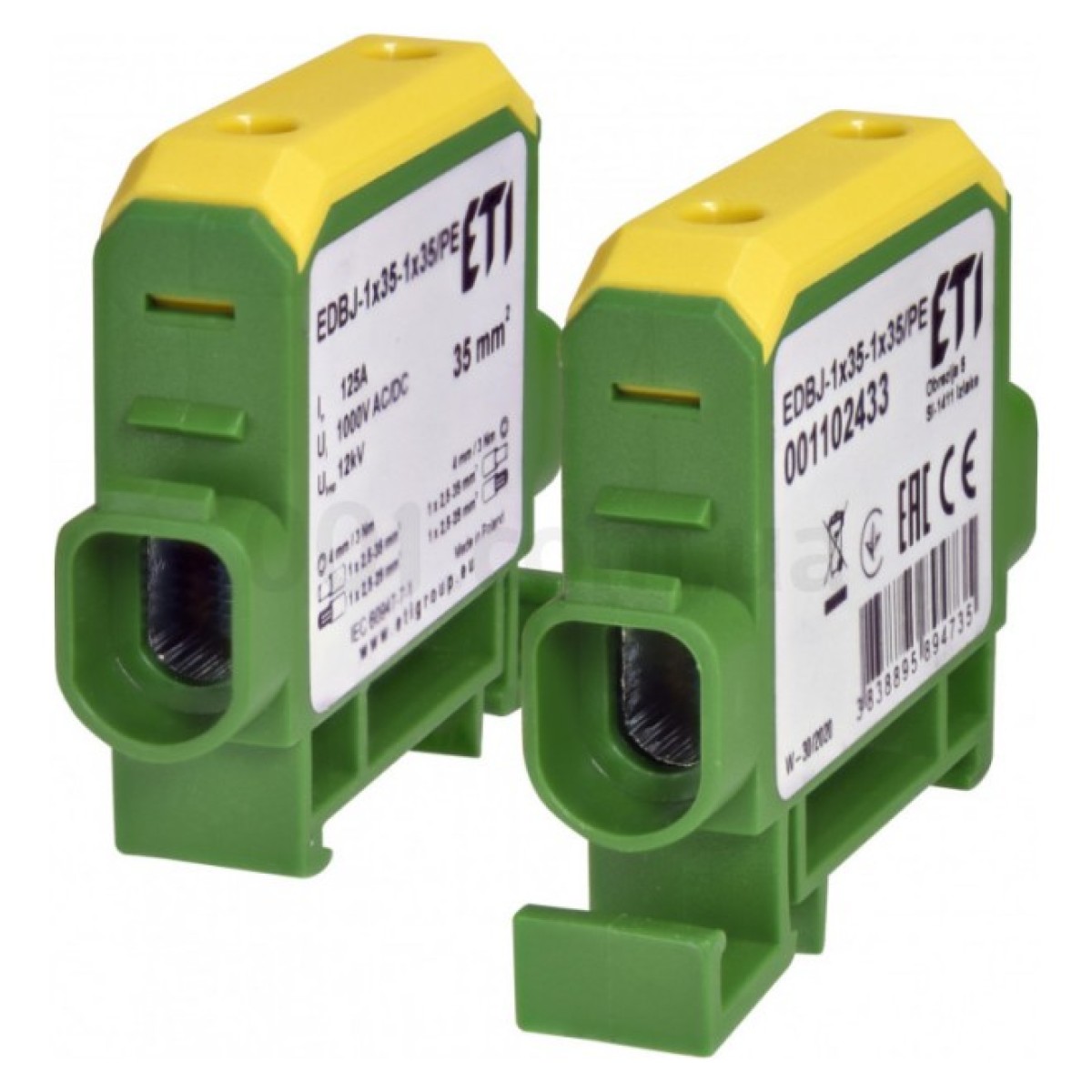 Клема ввідна силова EDBJ-1x35-1x35PE 125A 1000V AC/1500V DC 35 мм² жовто-зелена, ETI 256_256.jpg