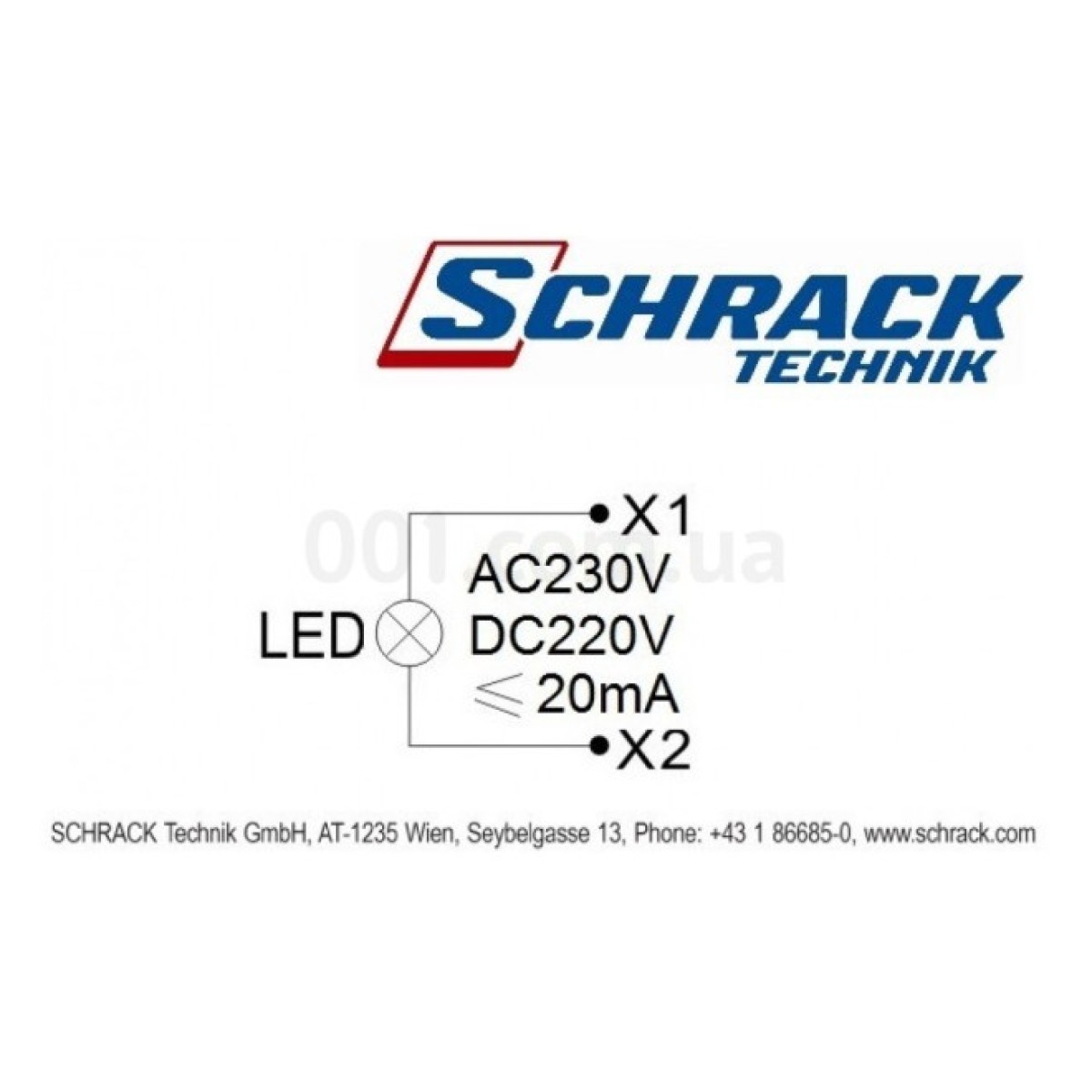 Светосигнальный индикатор LED 230В AC (моноблок) красный, SCHRACK TECHNIK 98_98.jpg - фото 3