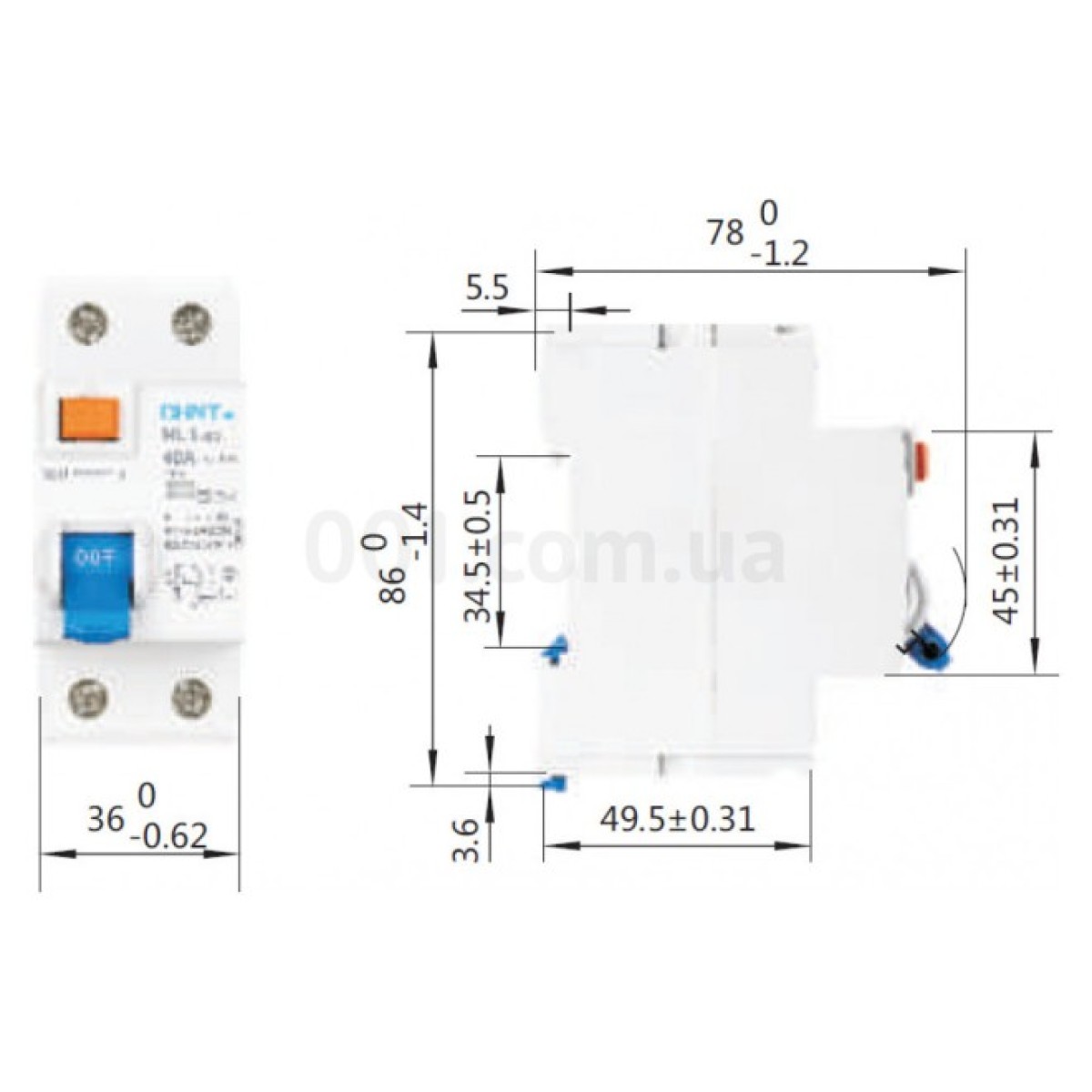 ПЗВ NL1-63 2P 25A 30mA тип АС 6kA DB, CHINT 98_98.jpg - фото 2