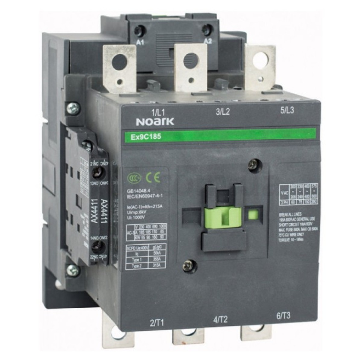 Контактор Ex9C185 22 3P 230V AC/DC 185A AC-3 2НО+2НЗ, NOARK 256_256.jpg