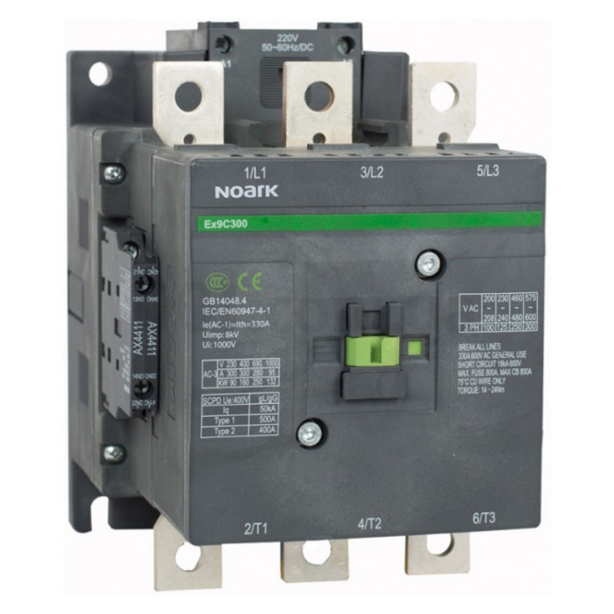 Контактор Ex9C300 22 3P 230V AC/DC 300A AC-3 2НО+2НЗ, NOARK 256_256.jpg
