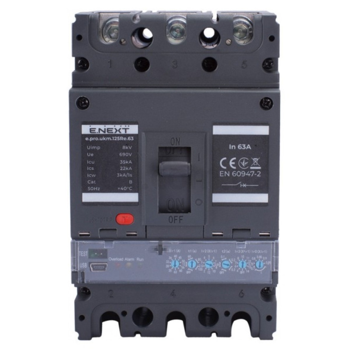 Шафовий автоматичний вимикач e.pro.ukm.125Re.63 з електронним розчеплювачем 3P 63А, E.NEXT 98_98.jpg - фото 2