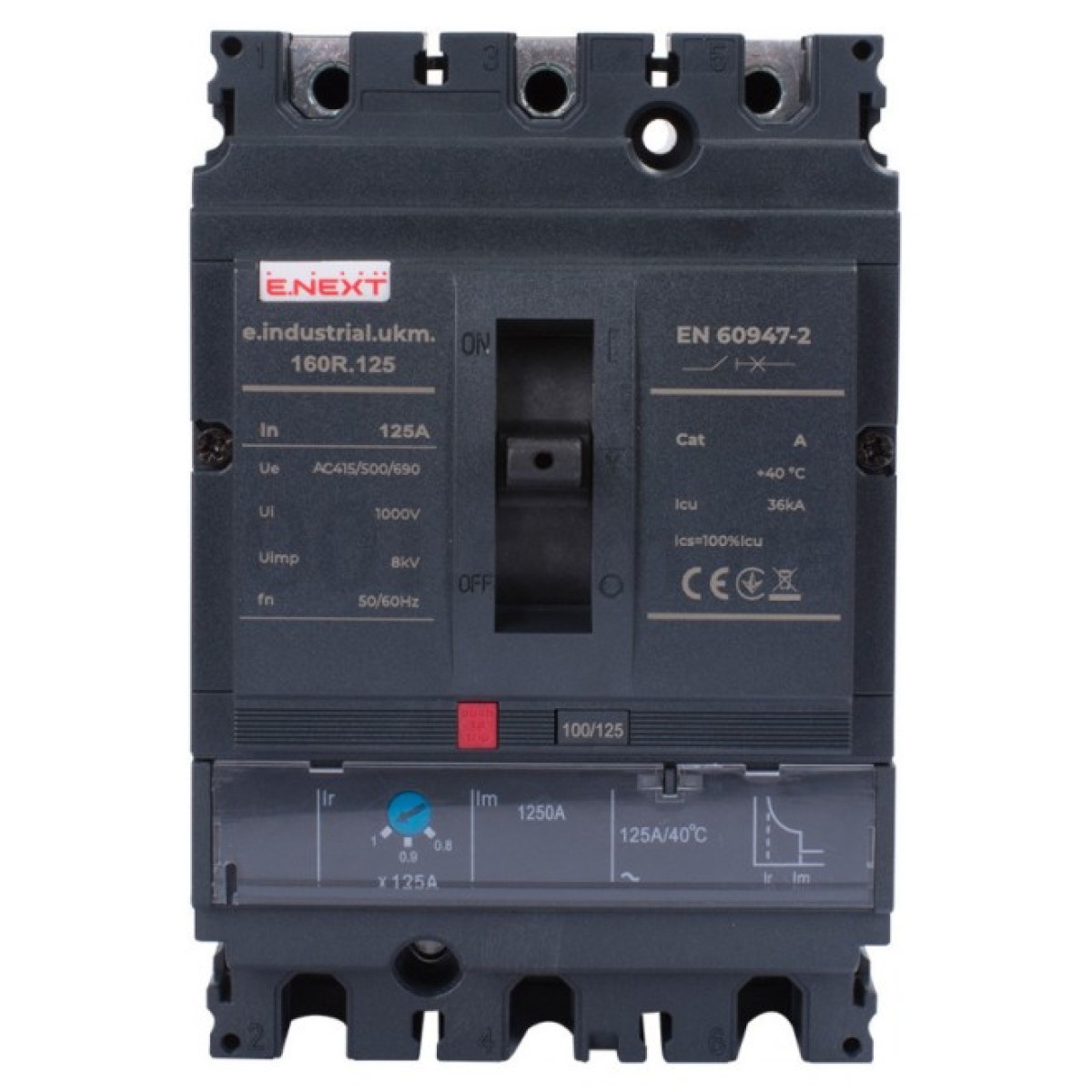 Шкафной автоматический выключатель e.industrial.ukm.160R.125 с регулированием 3P 125А, E.NEXT 98_98.jpg - фото 2