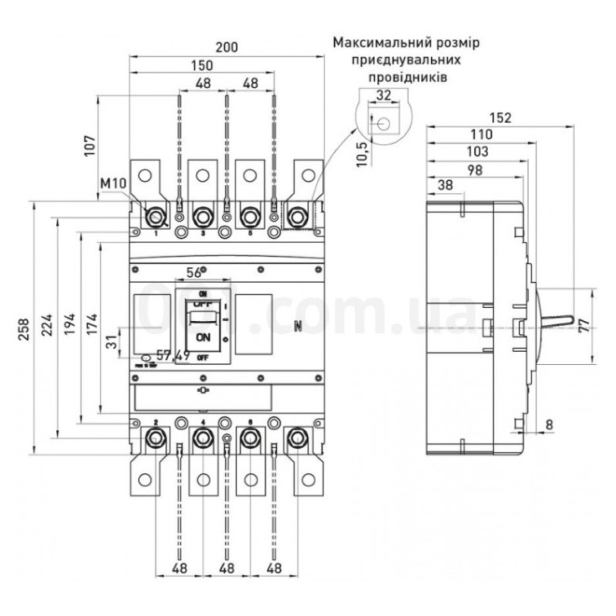 Шафовий автоматичний вимикач e.pro.ukm.400Re.320 з електронним розчеплювачем 3P 320А, E.NEXT 98_98.jpg - фото 2