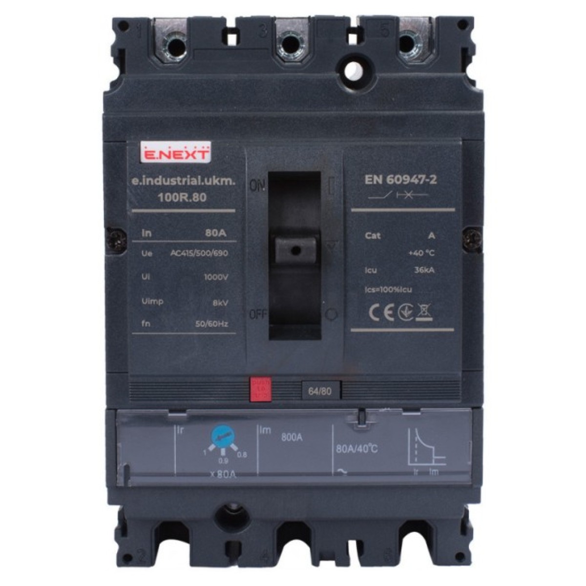 Шафовий автоматичний вимикач e.industrial.ukm.100R.80 з регулюванням 3P 80А, E.NEXT 98_98.jpg - фото 8