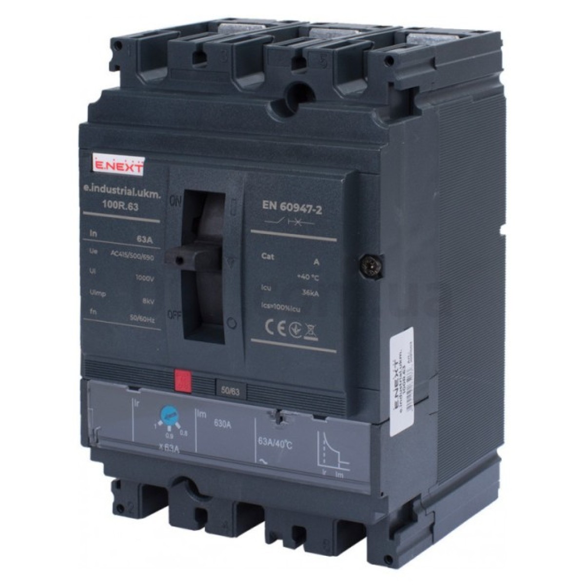 Шафовий автоматичний вимикач e.industrial.ukm.100R.63 з регулюванням 3P 63А, E.NEXT 256_256.jpg