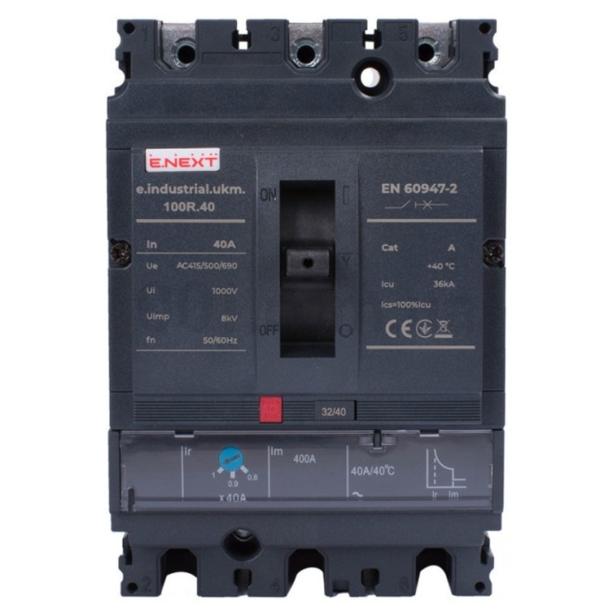 Шафовий автоматичний вимикач e.industrial.ukm.100R.40 з регулюванням 3P 40А, E.NEXT 98_98.jpg - фото 7