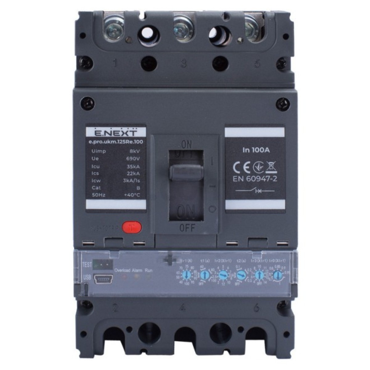 Шафовий автоматичний вимикач e.pro.ukm.125Re.100 з електронним розчеплювачем 3P 100А, E.NEXT 98_98.jpg - фото 7