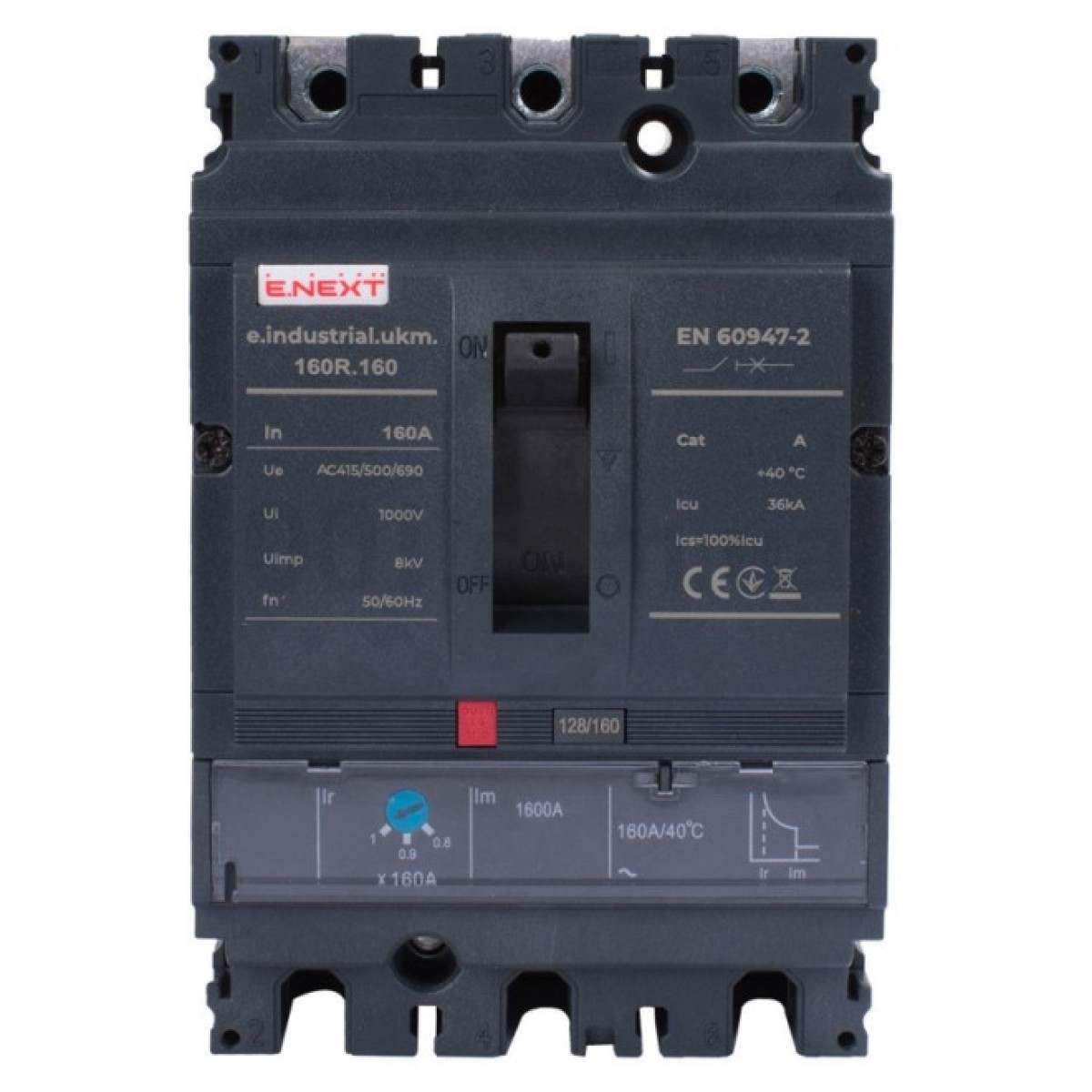 Шафовий автоматичний вимикач e.industrial.ukm.160R.160 з регулюванням 3P 160А, E.NEXT 98_98.jpg - фото 5