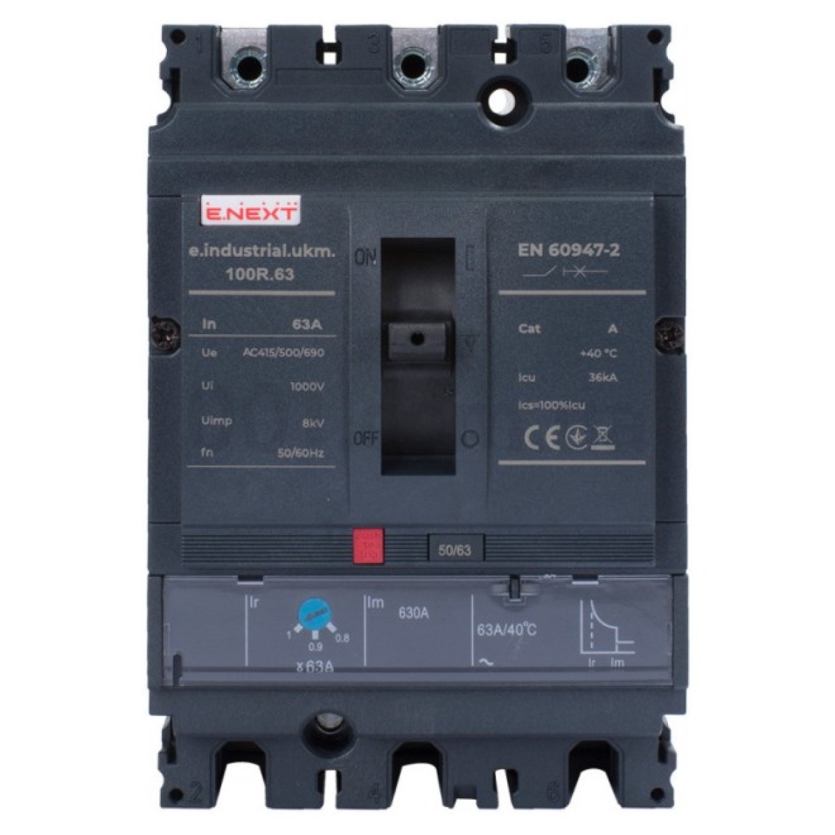 Шафовий автоматичний вимикач e.industrial.ukm.100R.63 з регулюванням 3P 63А, E.NEXT 98_98.jpg - фото 9