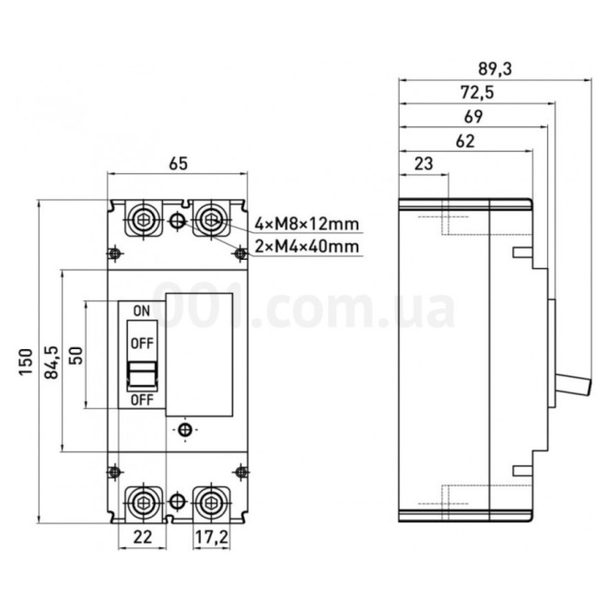 Шафовий автоматичний вимикач e.mccb.pro.125DC.125.2P на постійний струм 2P 125А, E.NEXT 98_98.jpg - фото 6