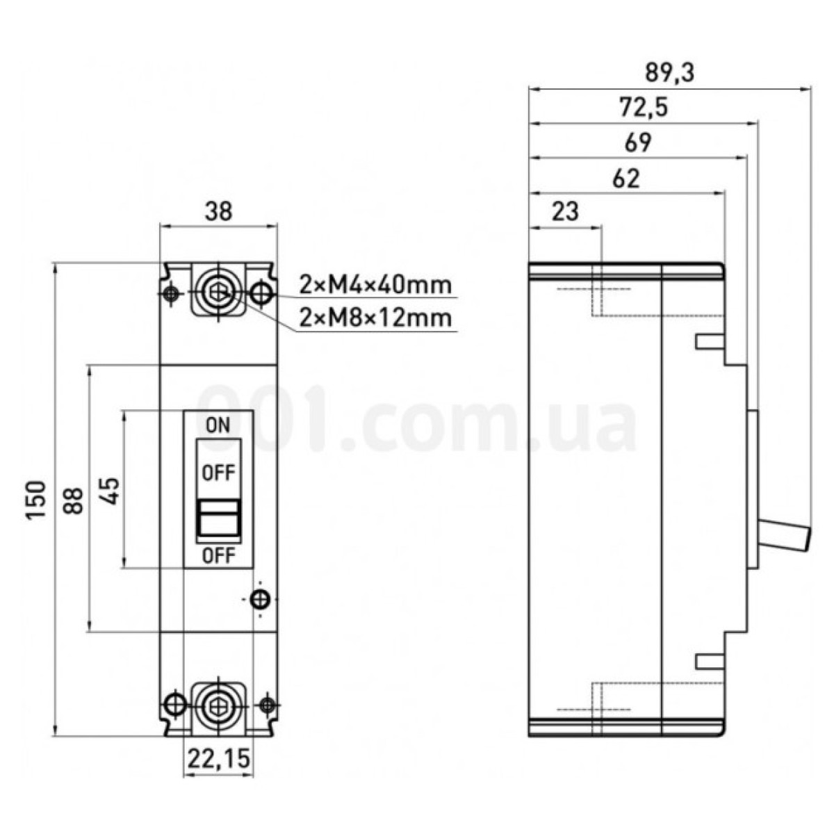 Шафовий автоматичний вимикач e.mccb.pro.125DC.125.1P на постійний струм 1P 125А, E.NEXT 98_98.jpg - фото 8