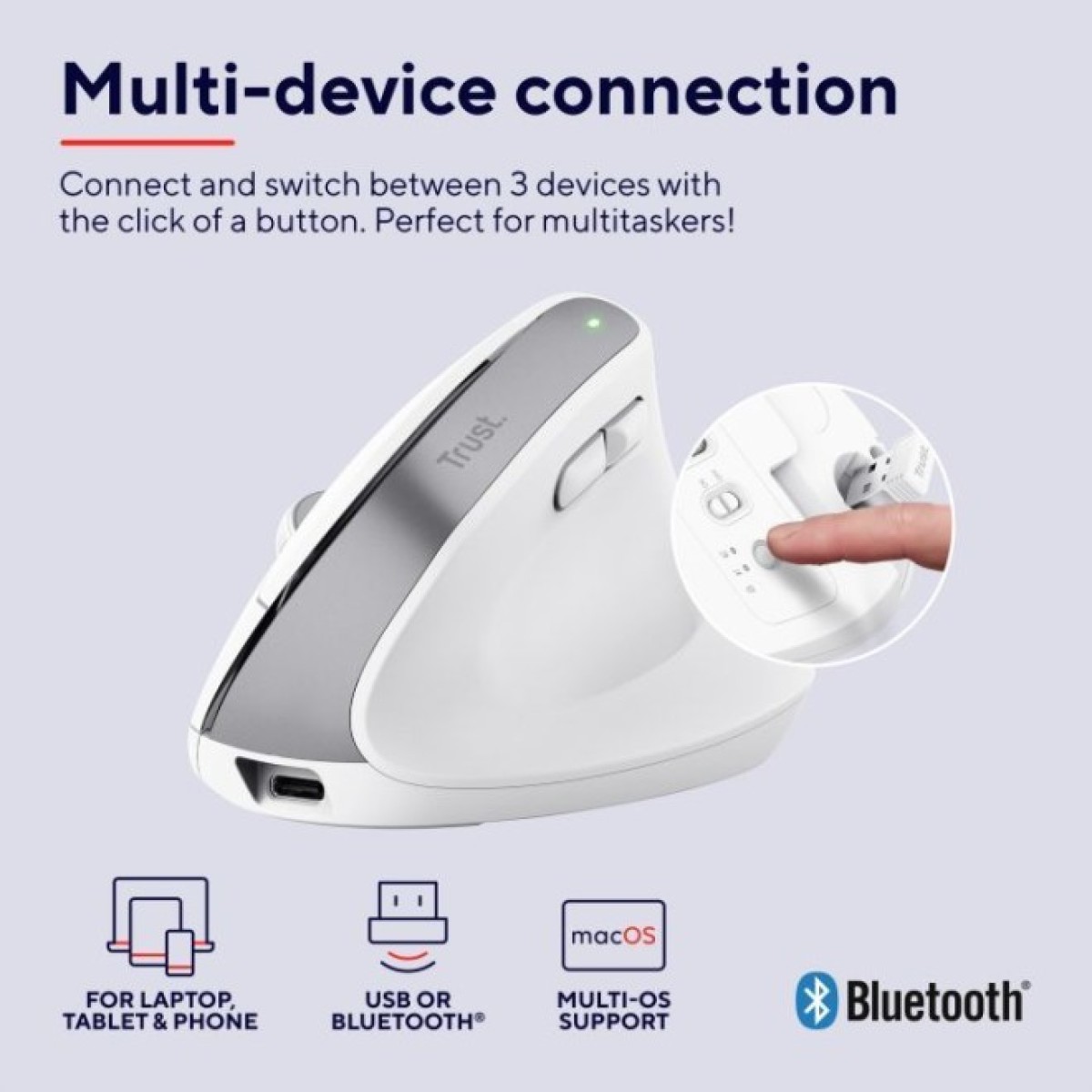 Мышка Trust Bayo+ Ergonomic Wireless/Bluetooth White (25399) 98_98.jpg - фото 11