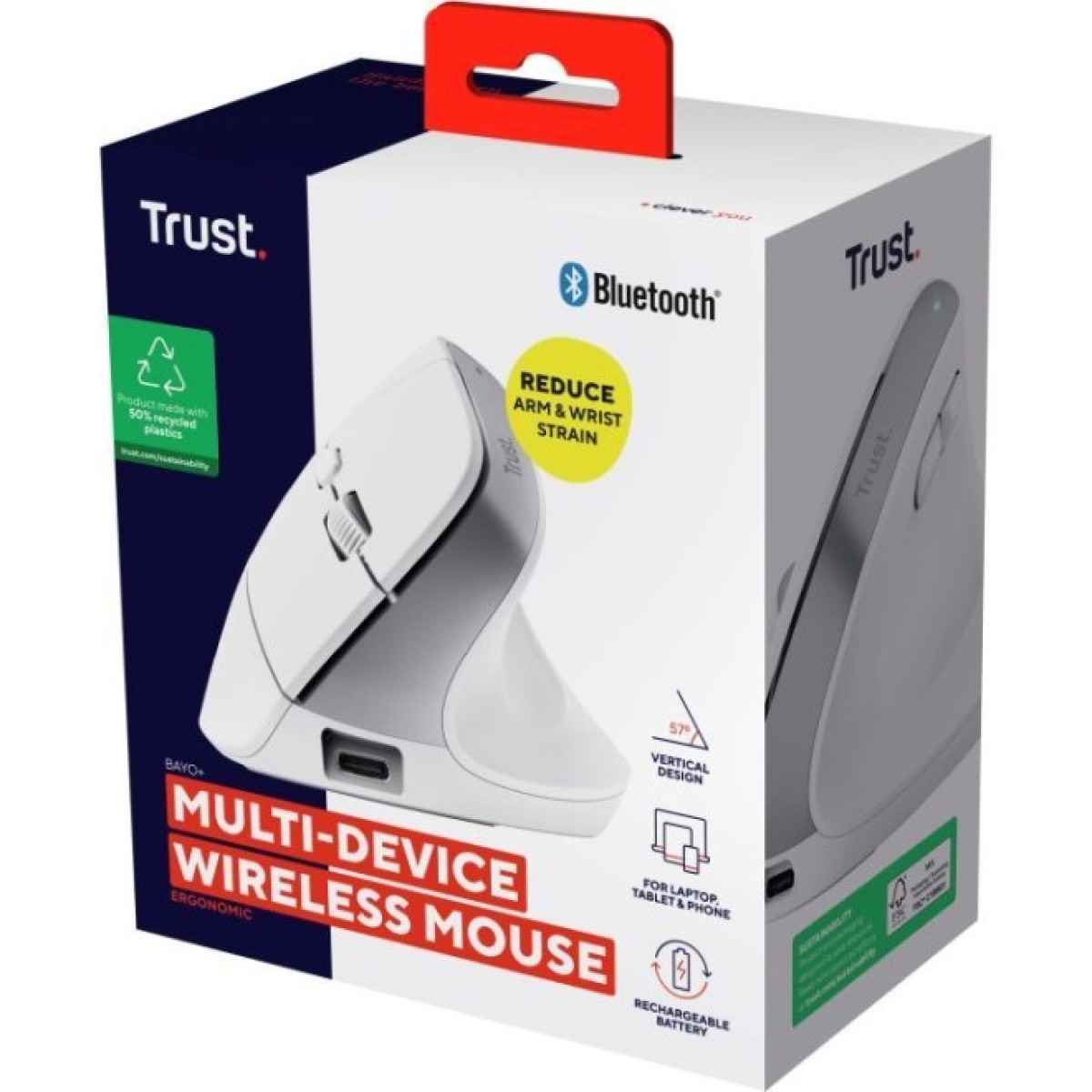 Мышка Trust Bayo+ Ergonomic Wireless/Bluetooth White (25399) 98_98.jpg - фото 12