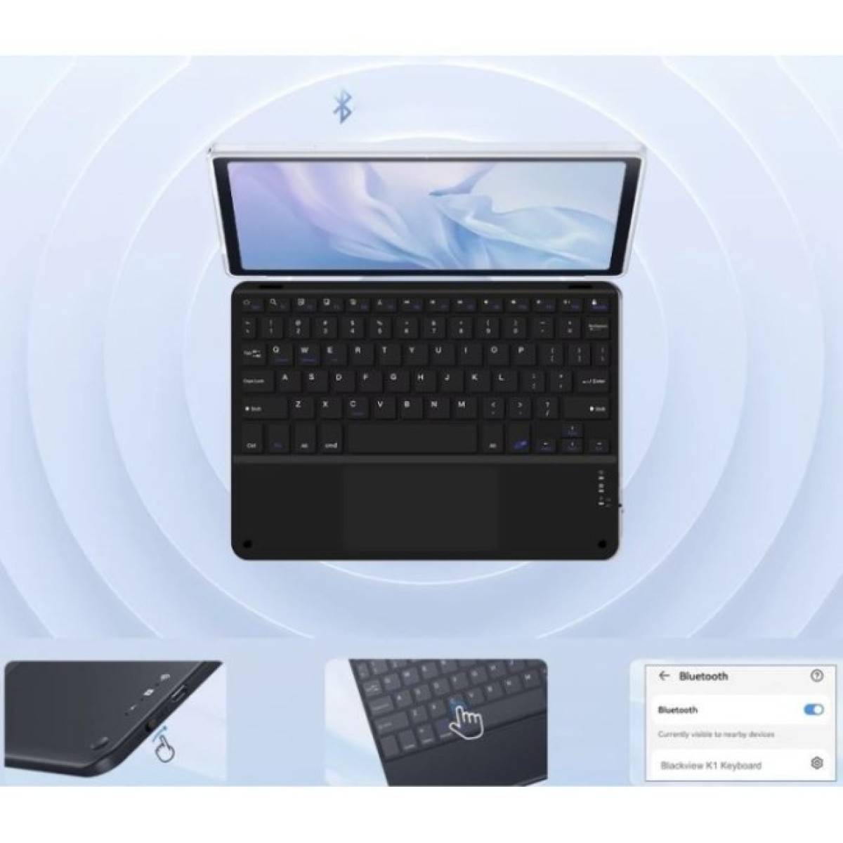 Клавиатура BeCover with TouchPad Bluetooth UA Black (713403) 98_98.jpg - фото 6