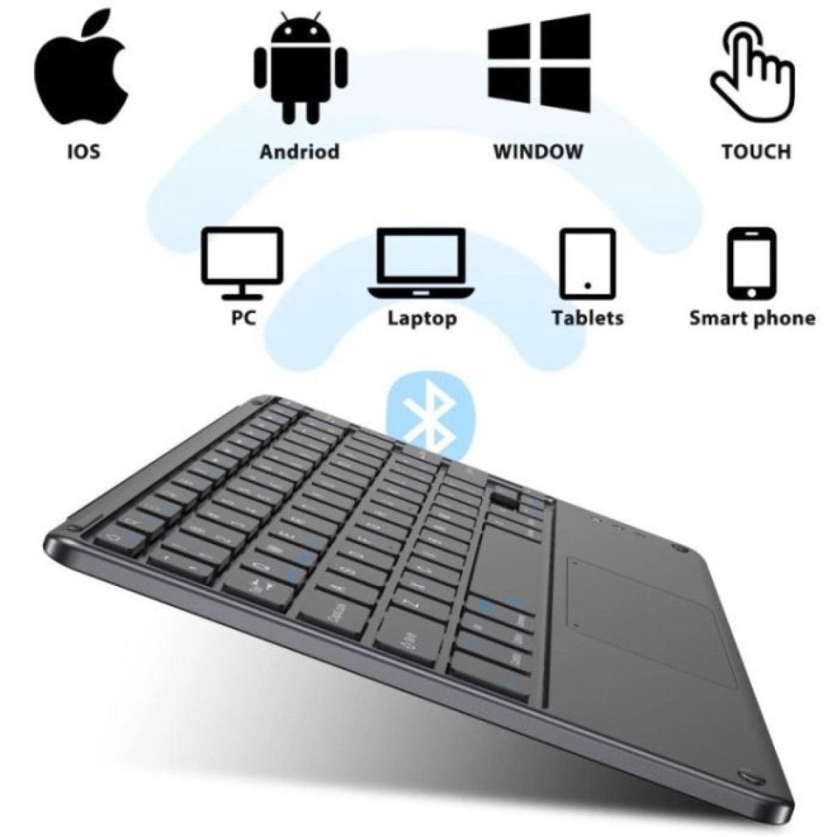 Клавиатура BeCover with TouchPad Bluetooth UA Black (713403) 98_98.jpg - фото 9