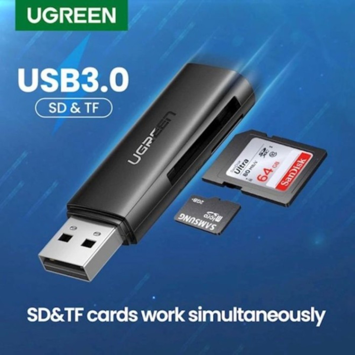 Зчитувач флеш-карт Ugreen USB 3.0 Type-A for 2xSD 5Gb CM264 (60722) 98_98.jpg - фото 2