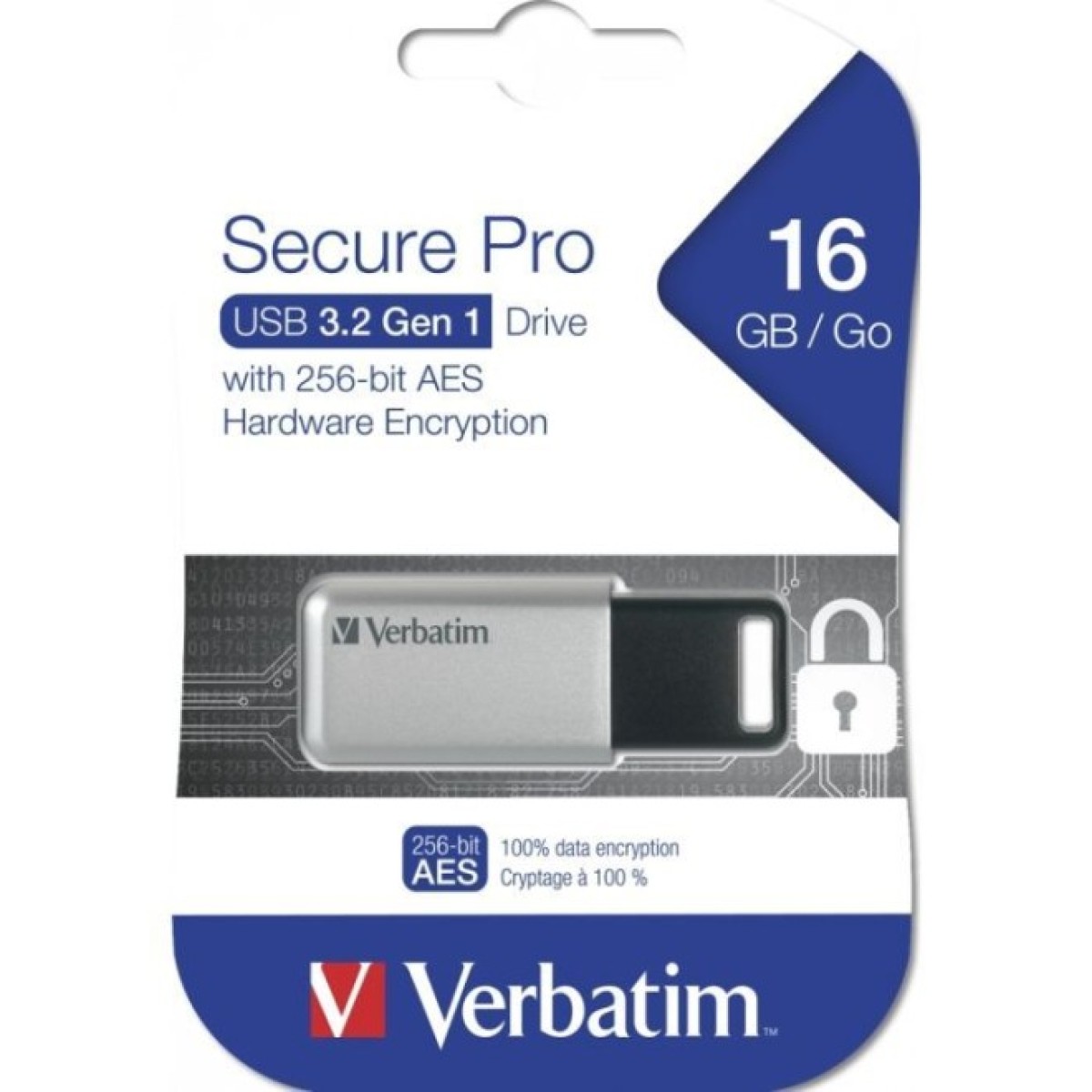 USB флеш накопитель Verbatim 16GB Secure Pro with 256 AES USB 3.2 (98664) 98_98.jpg - фото 2