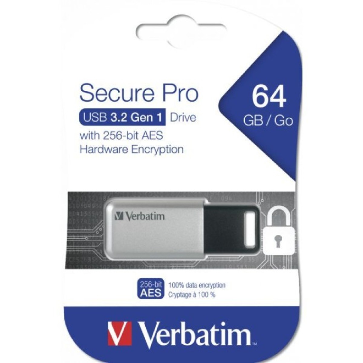 USB флеш накопитель Verbatim 64GB Secure Pro with 256 AES USB 3.2 (98666) 98_98.jpg - фото 2