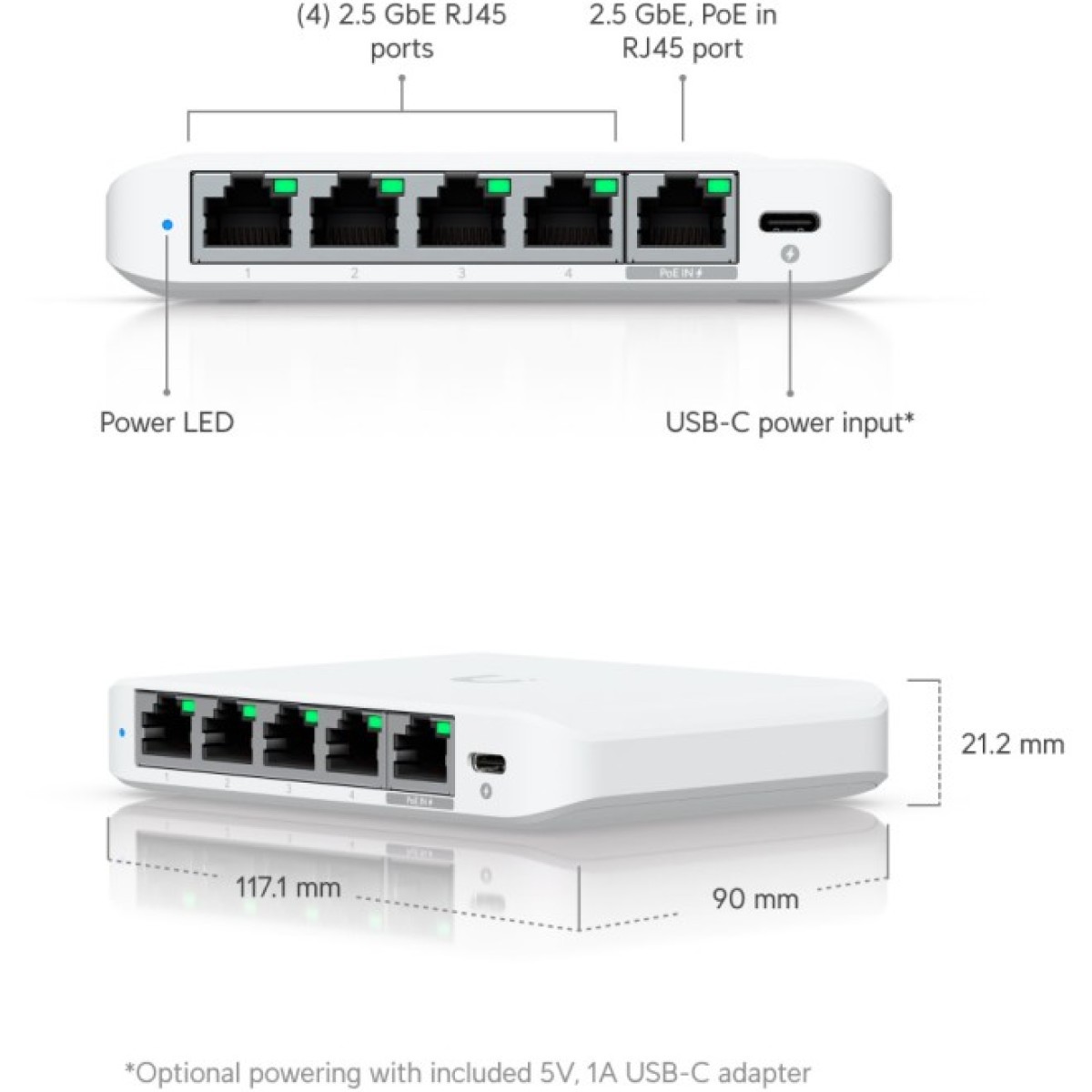 Комутатор керований Ubiquiti UniFi Switch Flex Mini 2,5G (USW-FLEX-2.5G-5-EU) 98_98.jpg - фото 8