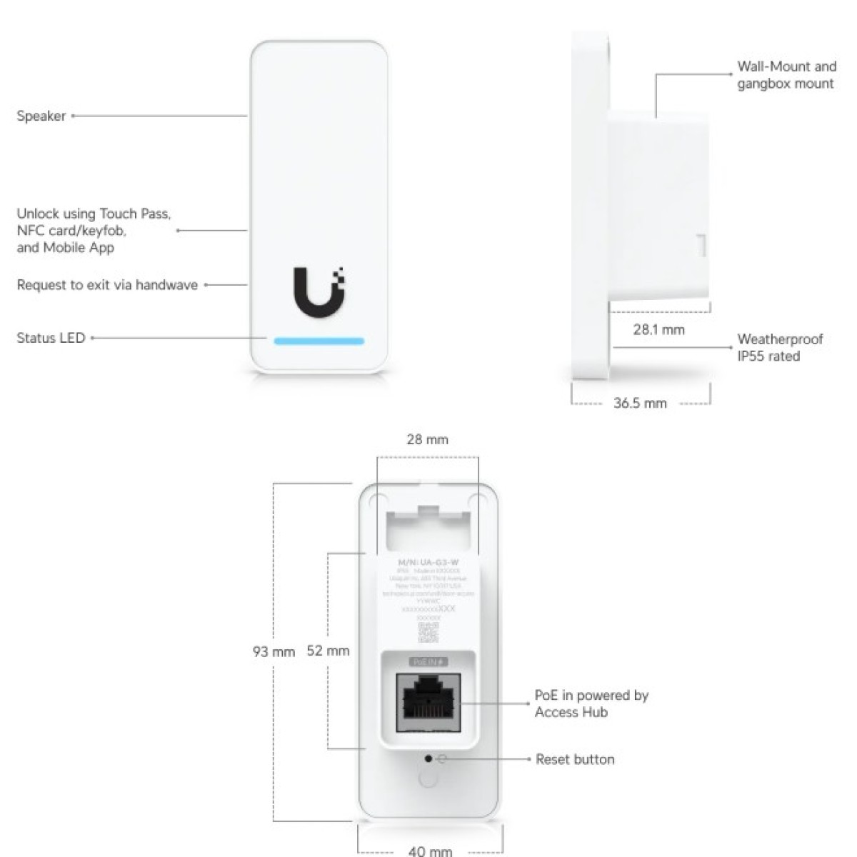Термінал контролю доступу Ubiquiti UniFi G3 Reader White (UA-G3-W) 98_98.jpg - фото 7