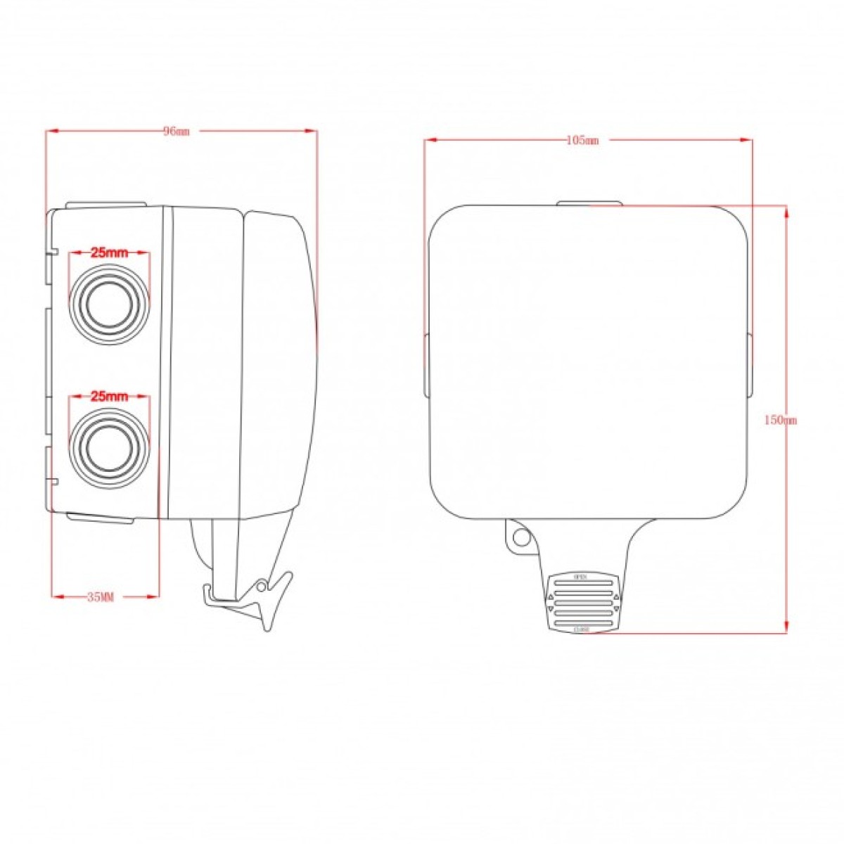 Наружная водонепроницаемая настенная розетка IP66 для Keystone 98_98.jpg - фото 7
