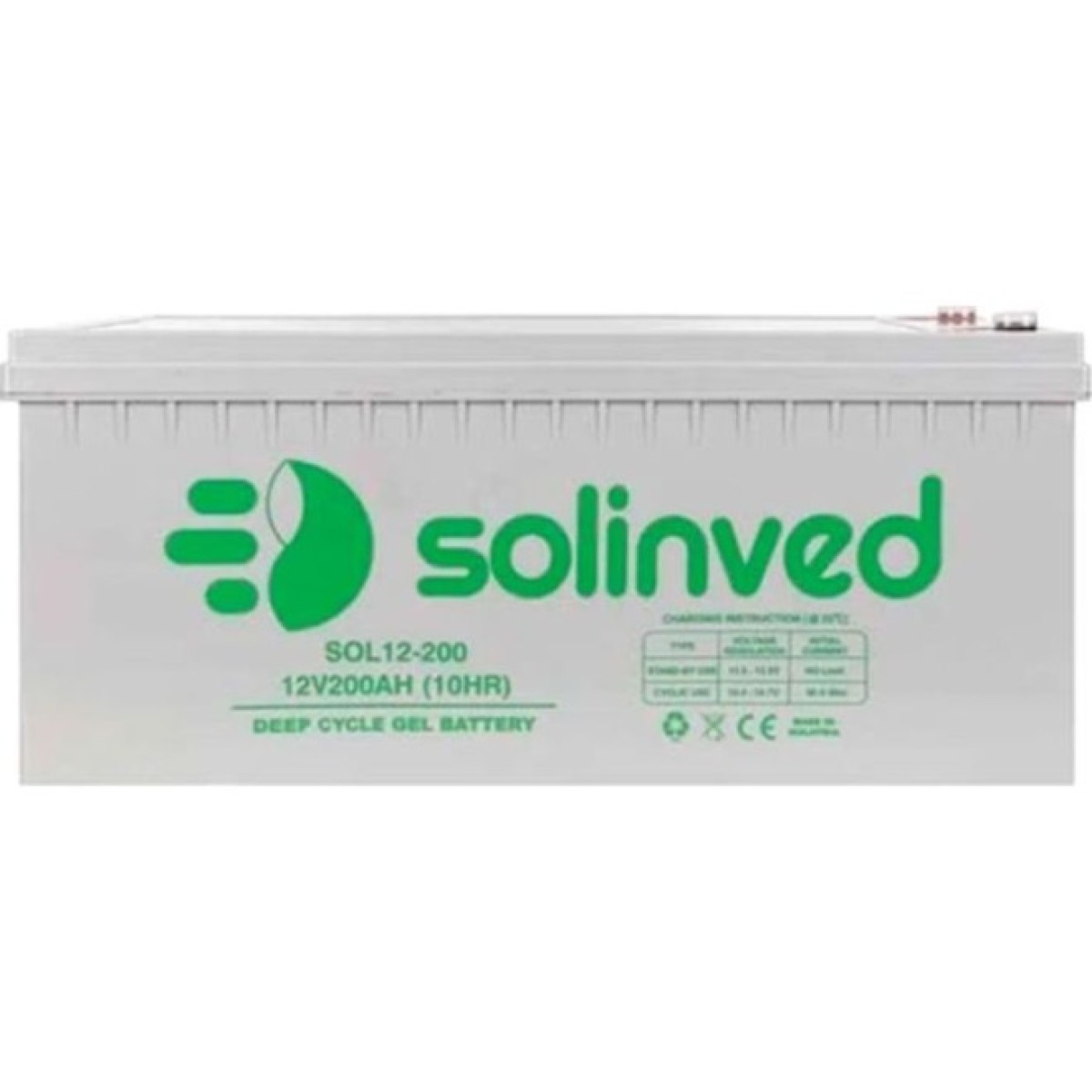Батарея до ДБЖ Solinved 12V-200Ah, GEL (SLG200-12) 98_98.jpg - фото 2