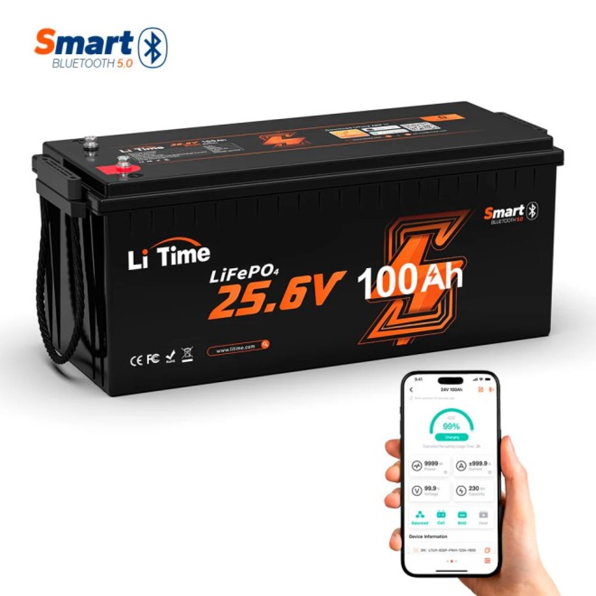 Батарея LiFePo4 Litime 24V-100Ah Bluetooth, 2560Wh (Litime-24V100Ah-BT) 98_98.jpg - фото 2