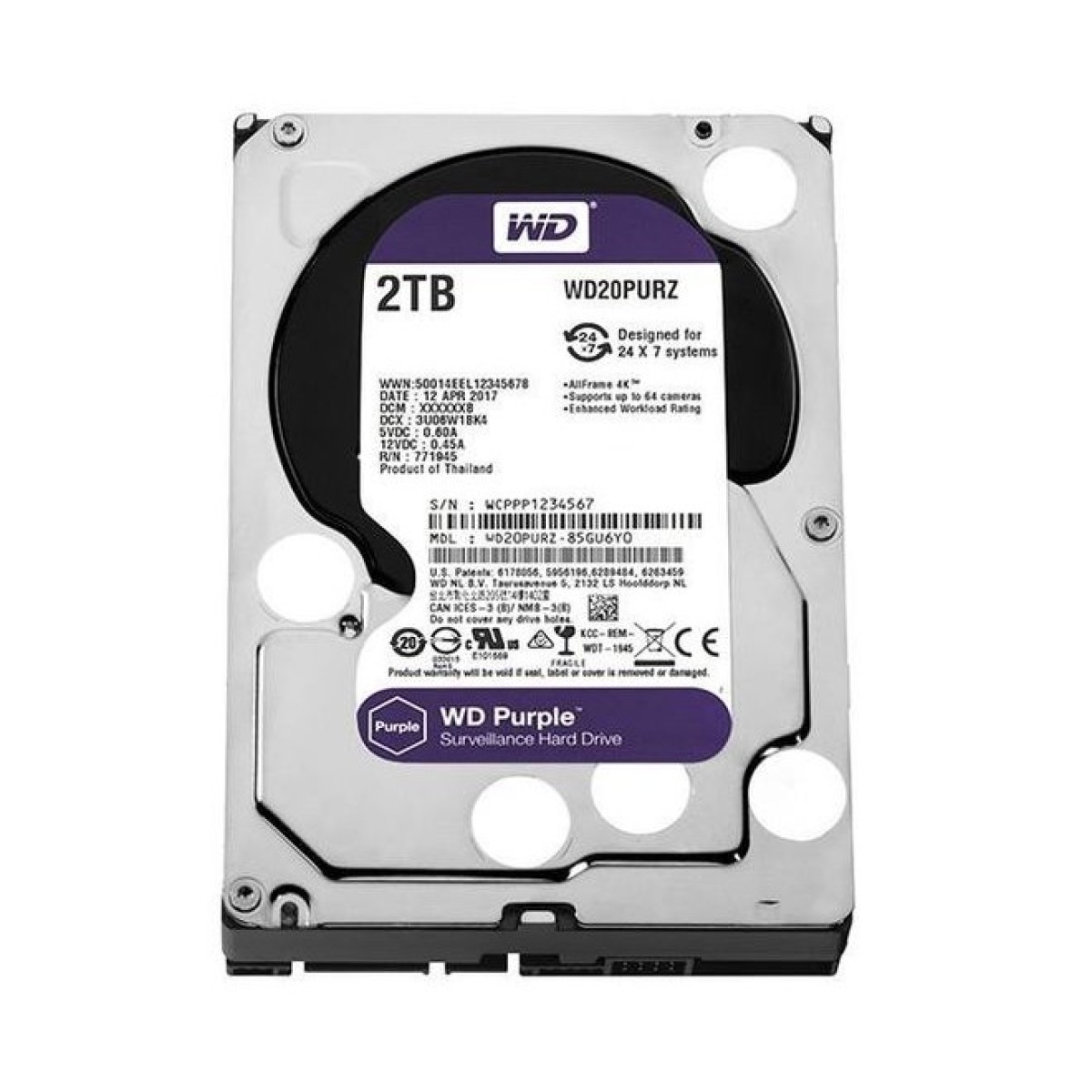 Жесткий диск для видеонаблюдения WD Purple 2TB (WD20PURZ) 256_256.jpg