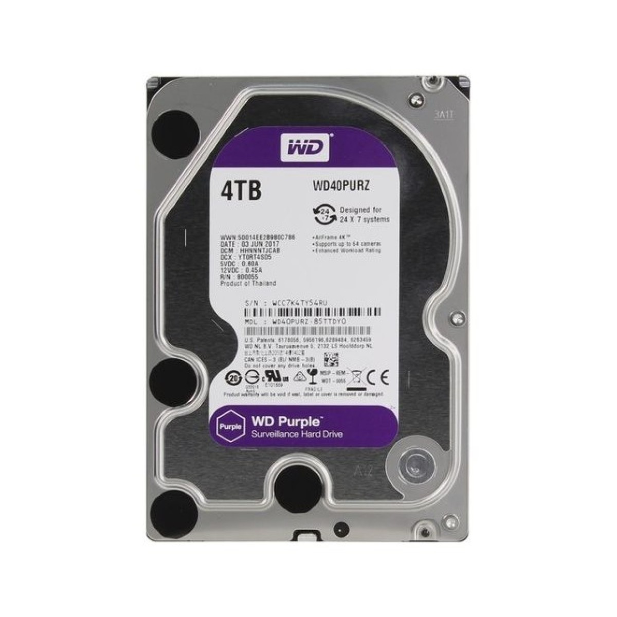 HDD для відеоспостереження WD Purple 4TB (WD40PURZ) 256_256.jpg